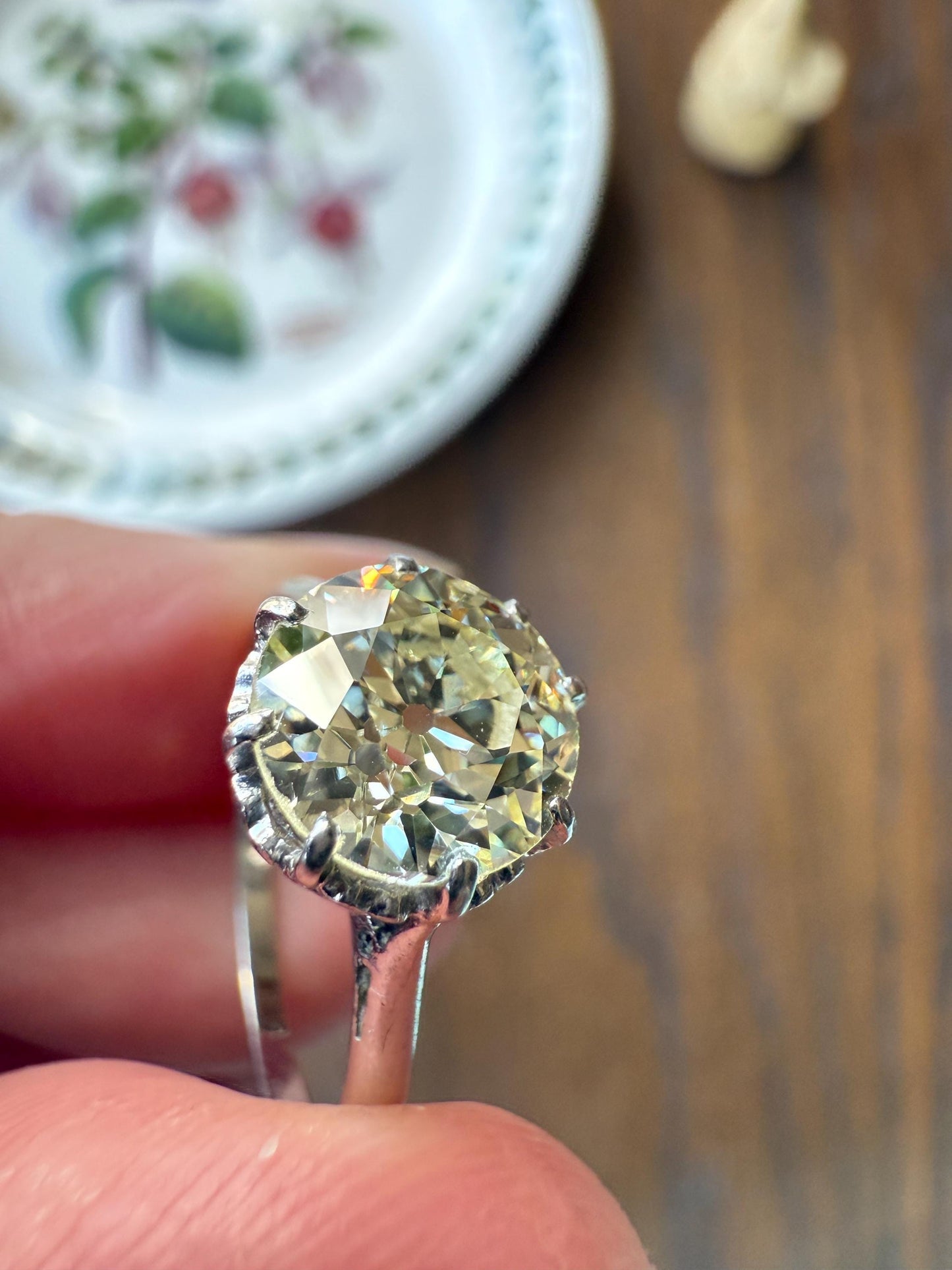 Antique Eye Clean Two Carat Warm Natural Old European Cut DiAMOND Solitaire Ring Platinum Engagement All Original Edwardian Setting 2Ctw