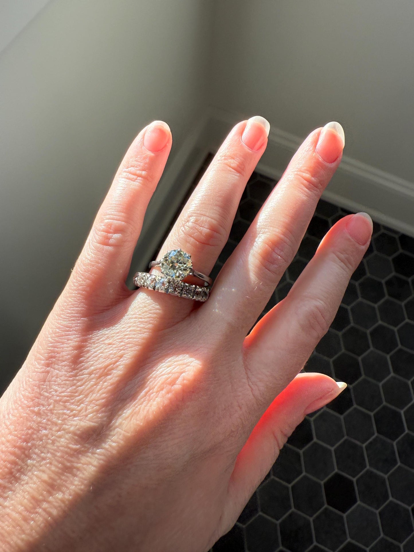 Antique Eye Clean Two Carat Warm Natural Old European Cut DiAMOND Solitaire Ring Platinum Engagement All Original Edwardian Setting 2Ctw