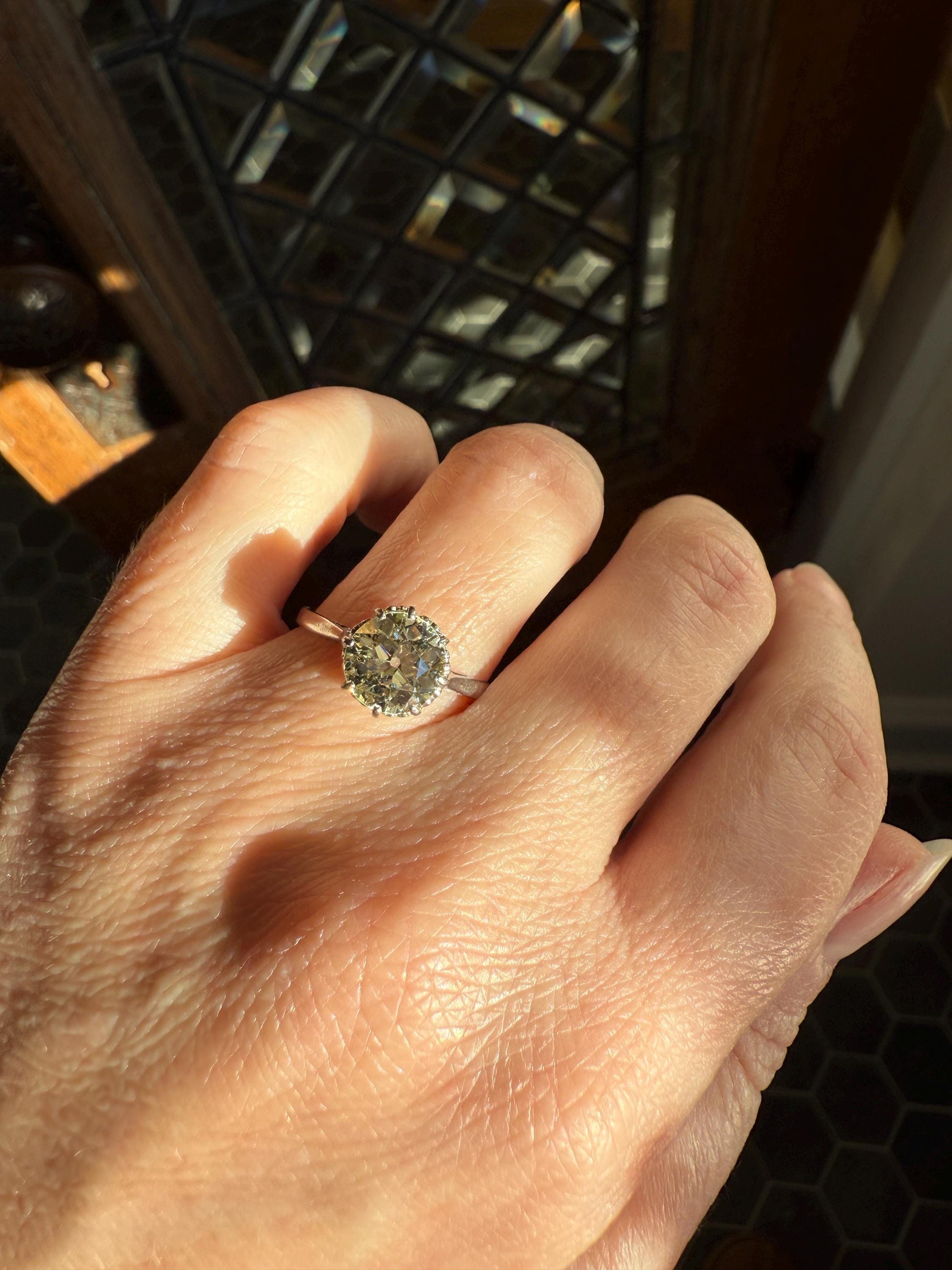 Antique Eye Clean Two Carat Warm Natural Old European Cut DiAMOND Solitaire Ring Platinum Engagement All Original Edwardian Setting 2Ctw