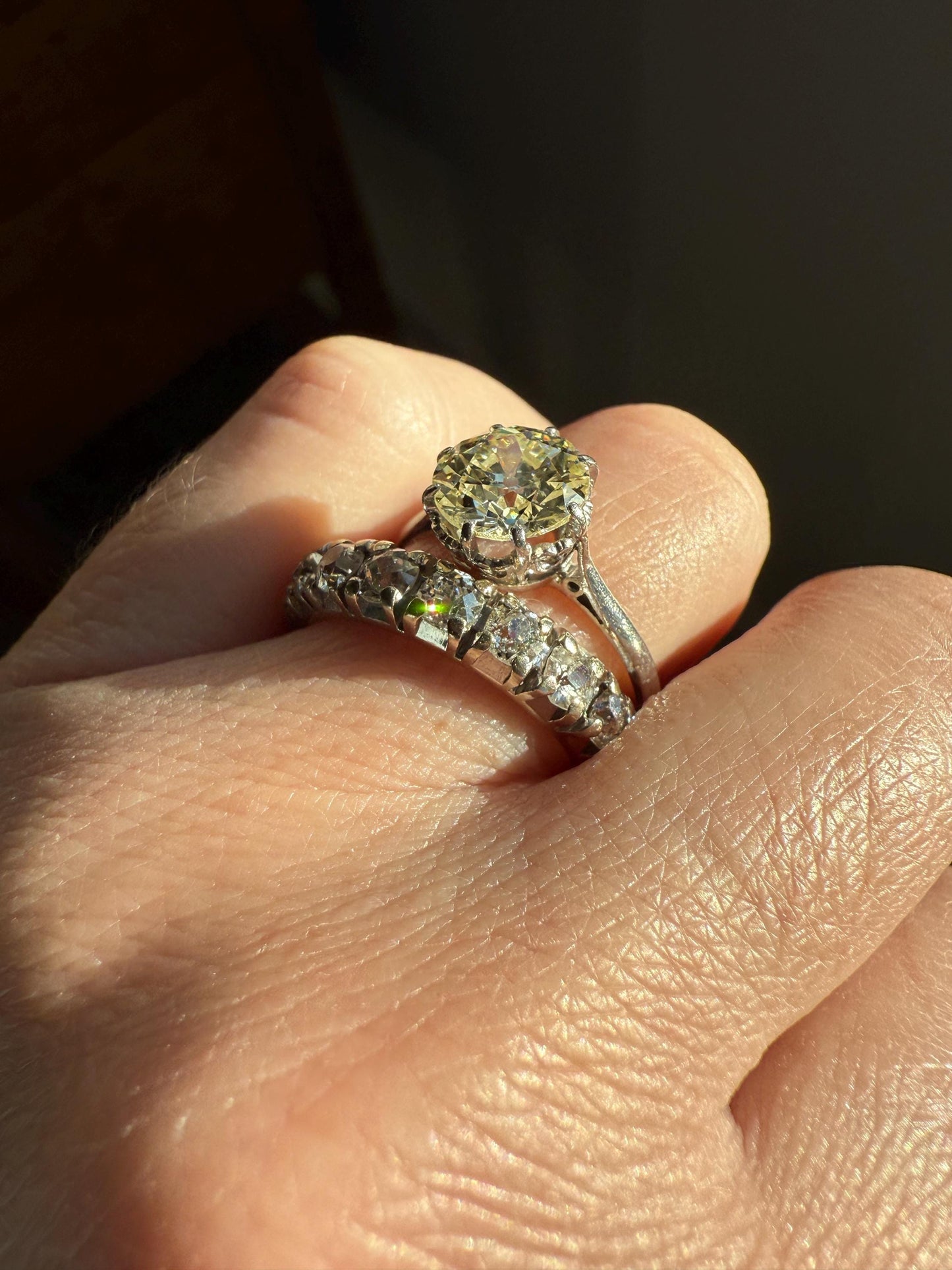 Antique Eye Clean Two Carat Warm Natural Old European Cut DiAMOND Solitaire Ring Platinum Engagement All Original Edwardian Setting 2Ctw