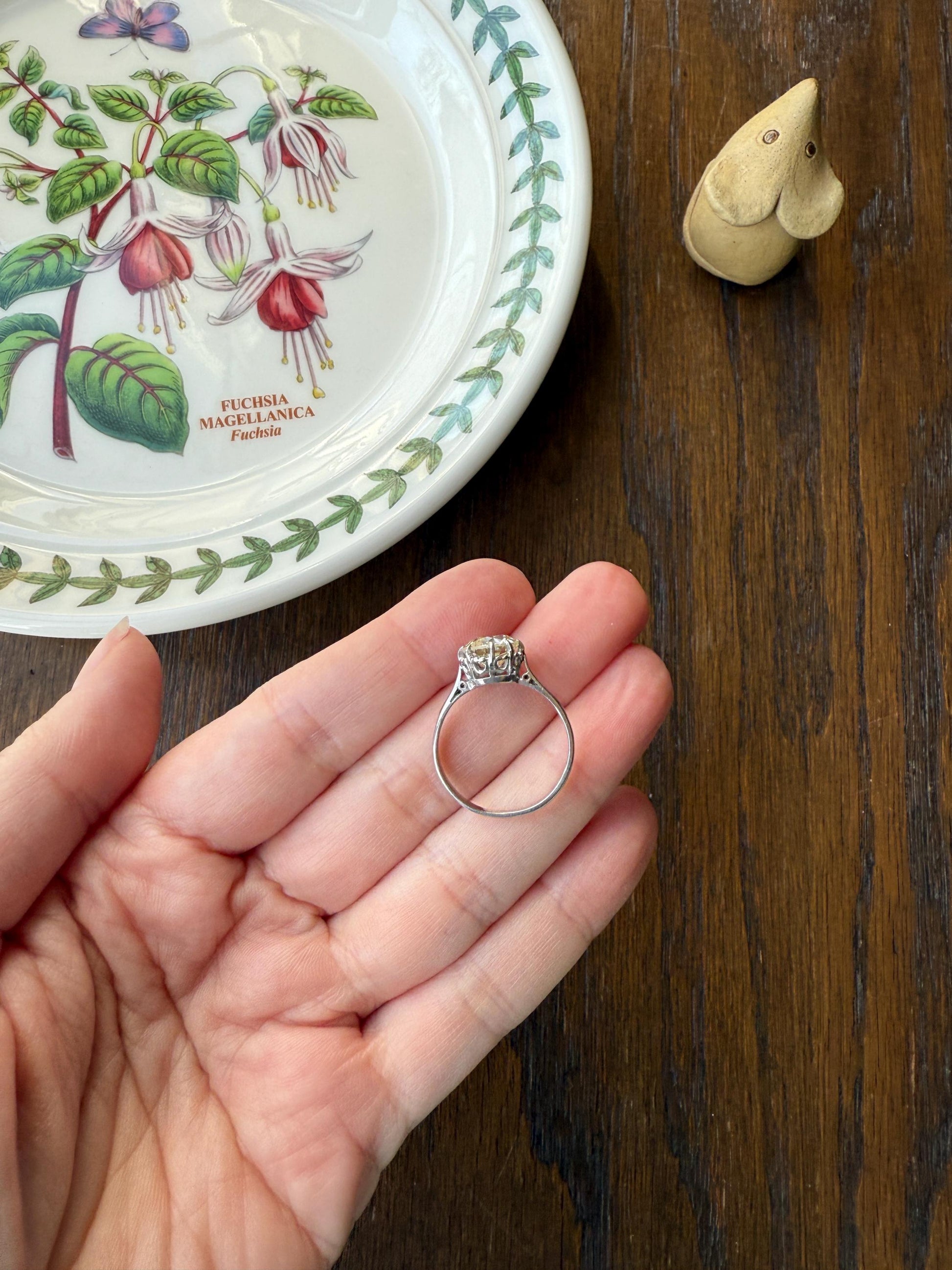 Antique Eye Clean Two Carat Warm Natural Old European Cut DiAMOND Solitaire Ring Platinum Engagement All Original Edwardian Setting 2Ctw