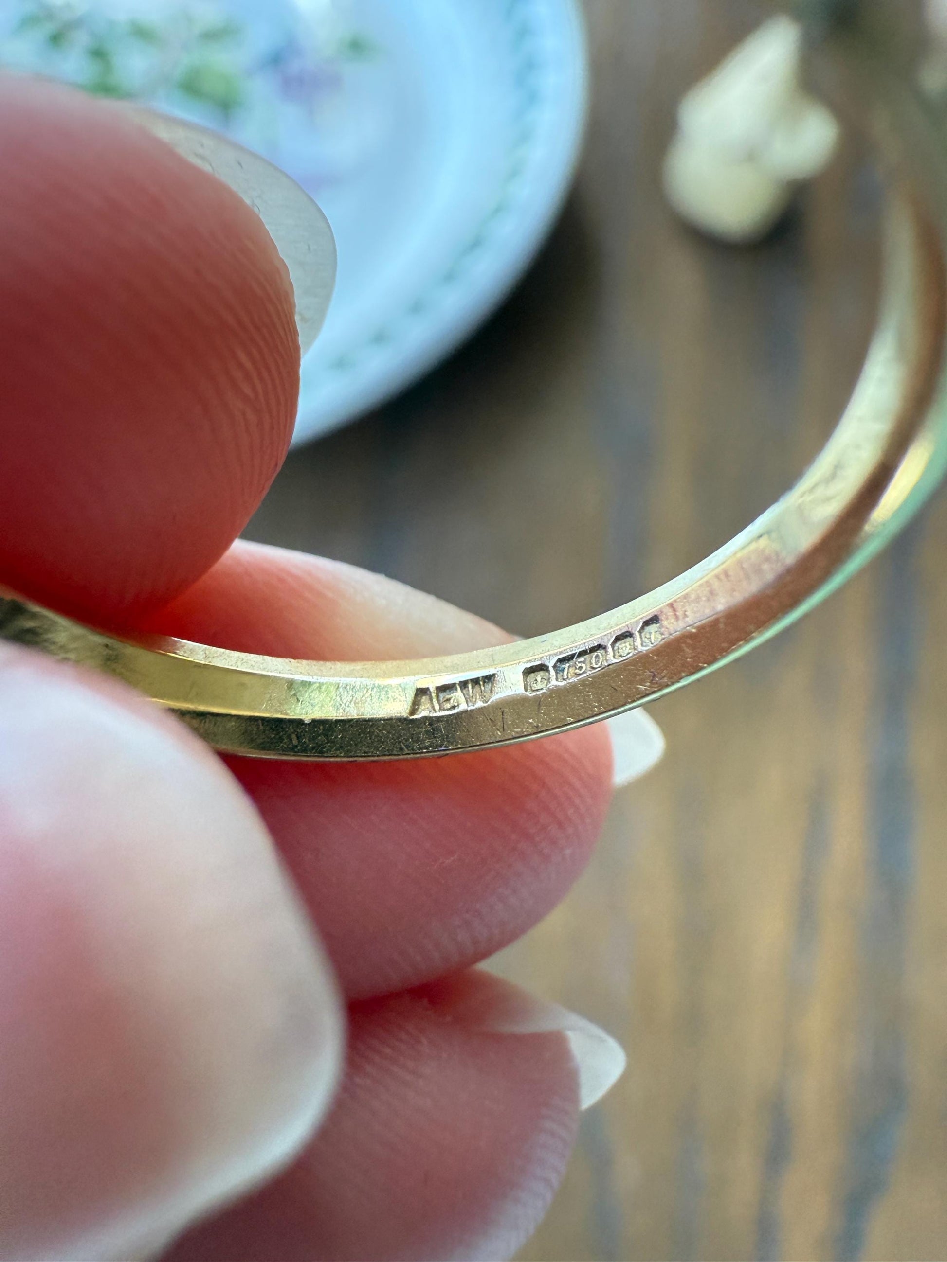 Antique 1.3 Carat Warm Old Mine Cut DIAMOND 5 Five Stone Band Ring 18k Gold Linear Art Deco Romantic Gift Stacker Wedding