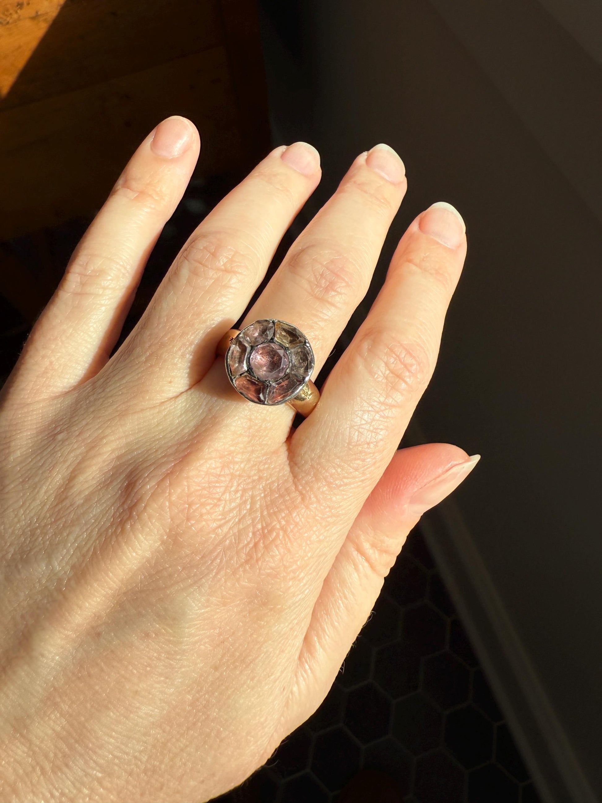 Antique Dated 1820 French Restoration Loyalty Ring Pink Topaz Quartz Engraved Charles Ferdinand Duke Historical Significance Militaria