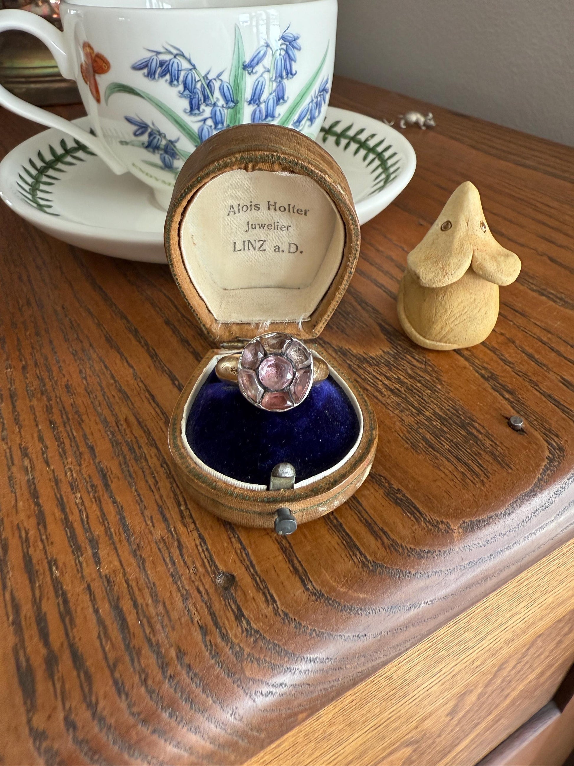 Antique Dated 1820 French Restoration Loyalty Ring Pink Topaz Quartz Engraved Charles Ferdinand Duke Historical Significance Militaria