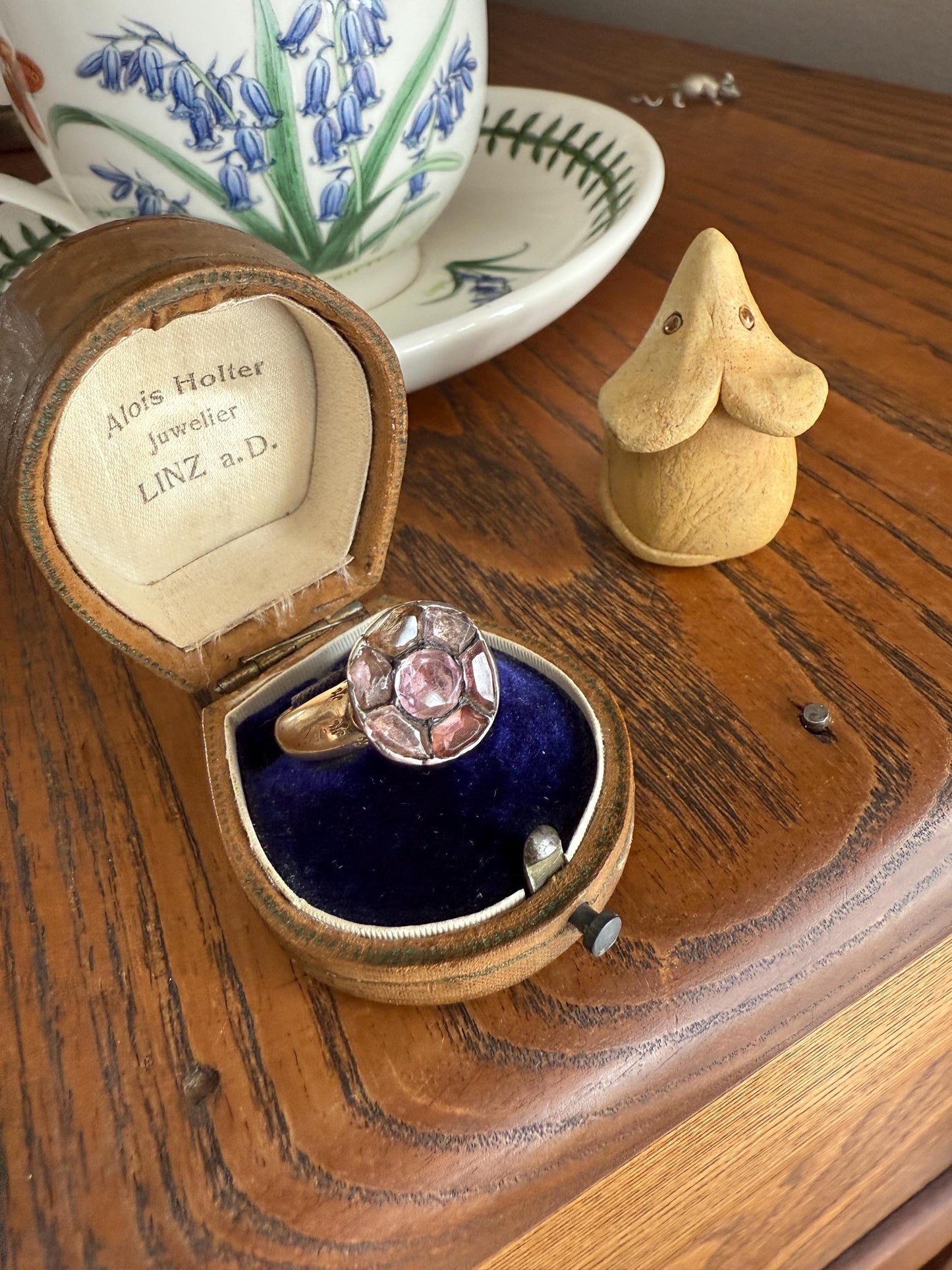 Antique Dated 1820 French Restoration Loyalty Ring Pink Topaz Quartz Engraved Charles Ferdinand Duke Historical Significance Militaria