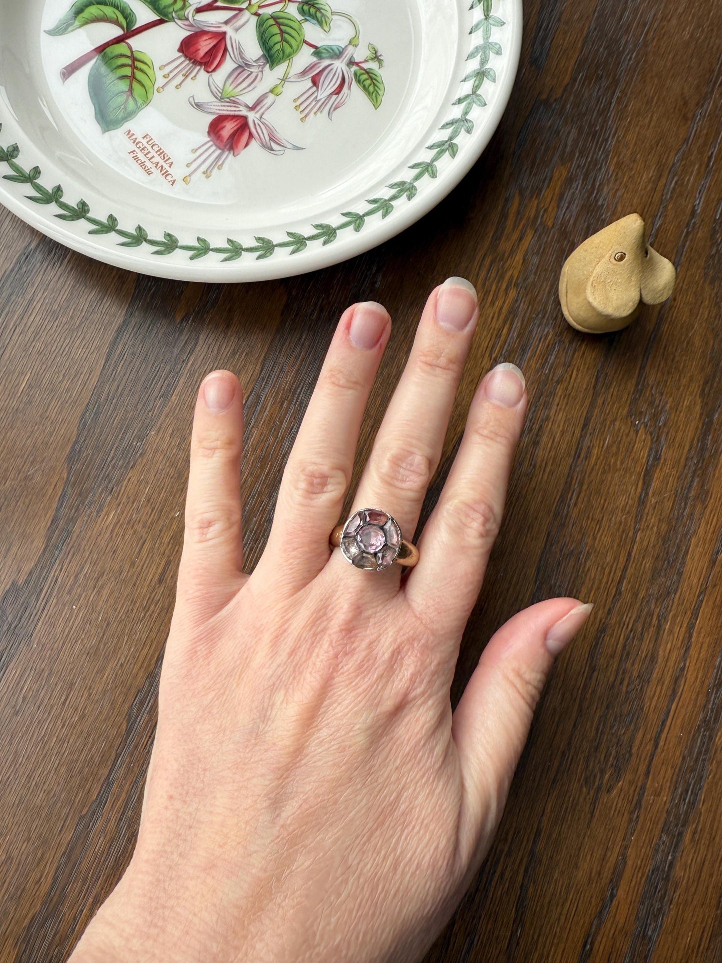 Antique Dated 1820 French Restoration Loyalty Ring Pink Topaz Quartz Engraved Charles Ferdinand Duke Historical Significance Militaria