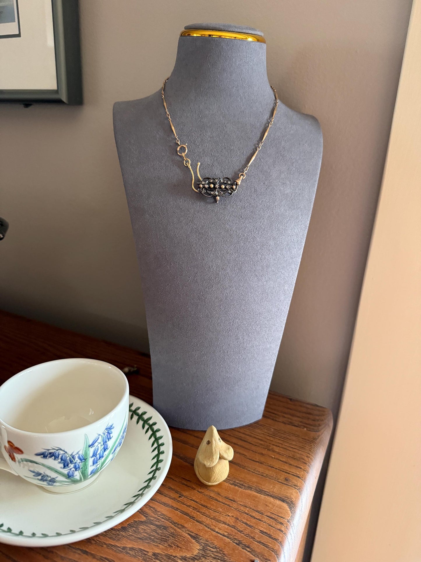 Ornate Antique Scrolled Rivet Rose Cut Diamond Brooch Pendant Holder Hook Extender Connector Solid Silver 18k Gold French Victorian