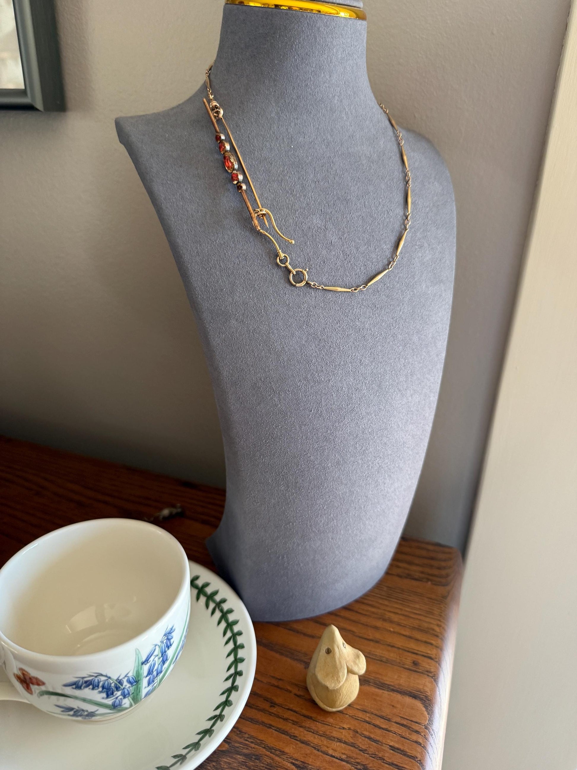 Antique Vinegar and Oil Foiled Citrine Five Stone Bar Line Brooch for Pendant Conversion Extender French Victorian 18k Gold Oval Geometric