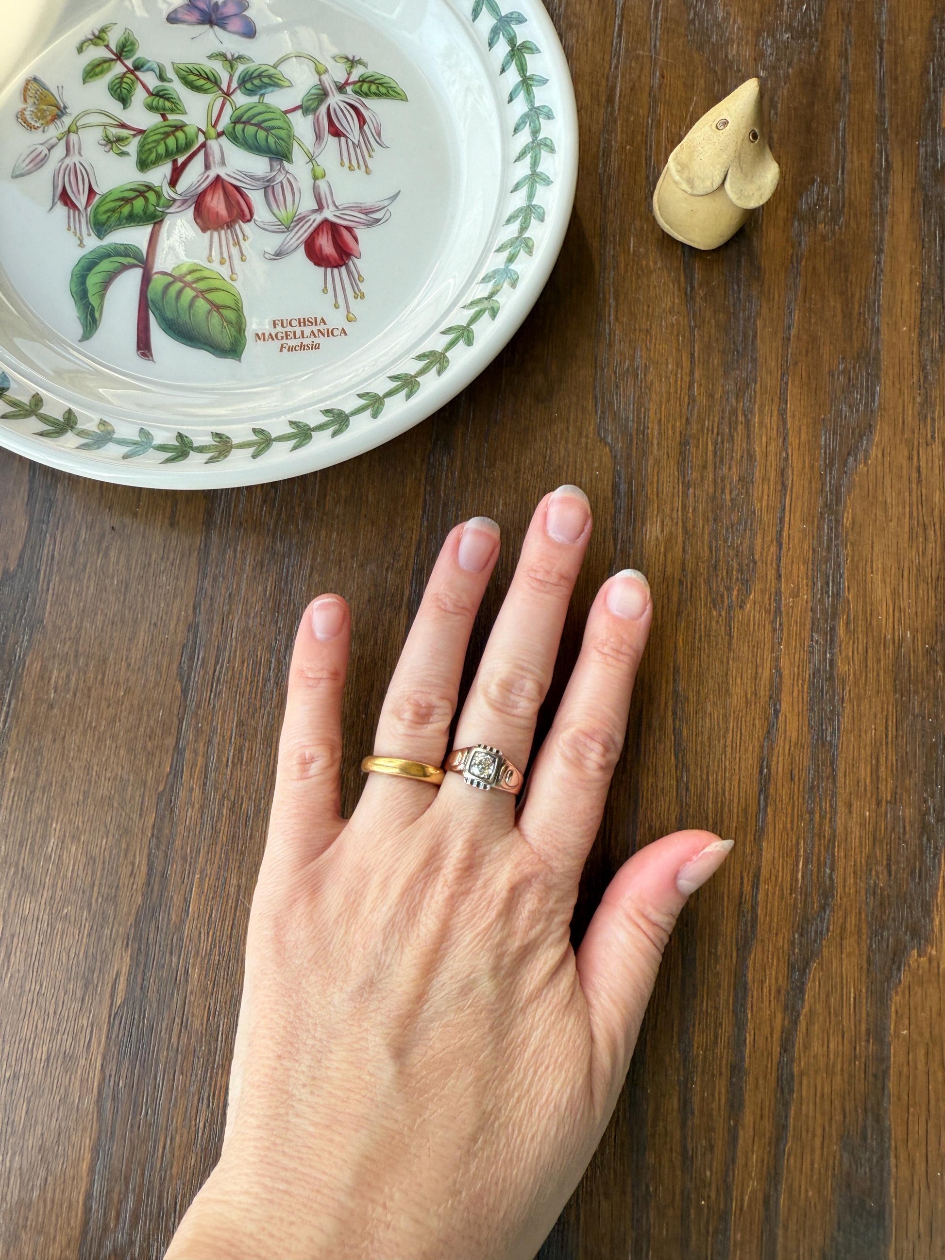 Floral .5 Carat Old Mine Cut Diamond 18k Gold Rosy Antique Solitaire Ring Square Bezel Unique Chunky Engagement Wedding
