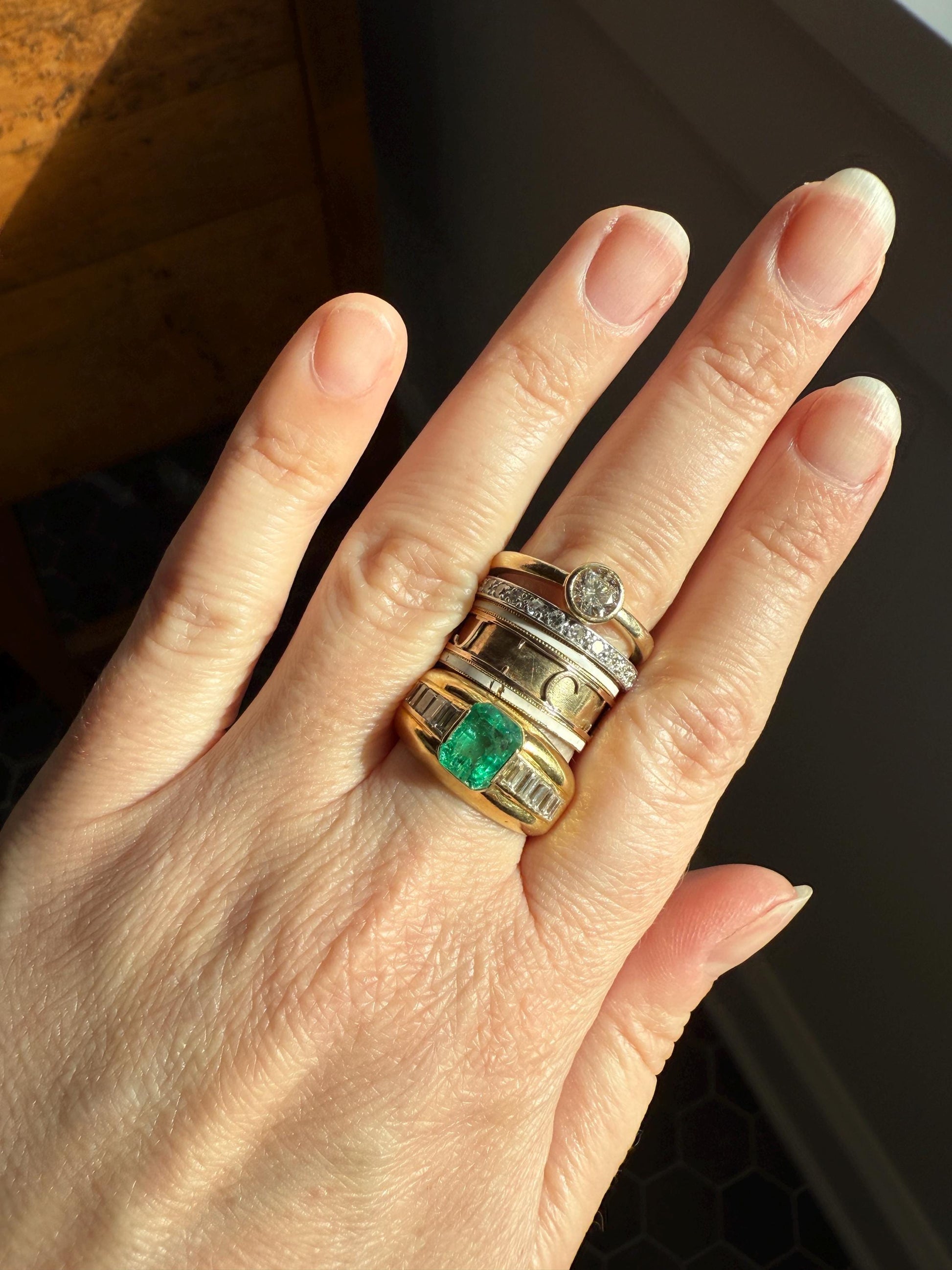 Antique Edwardian Art Deco .8 Carat 26 Old Mine Single Cut DIAMOND Platinum FULL ETERNITY Band Ring Wedding .8Ctw Tdw OmC Stacker
