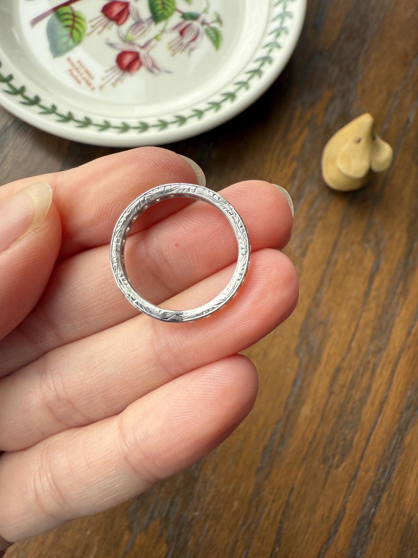Antique Edwardian Art Deco .8 Carat 26 Old Mine Single Cut DIAMOND Platinum FULL ETERNITY Band Ring Wedding .8Ctw Tdw OmC Stacker