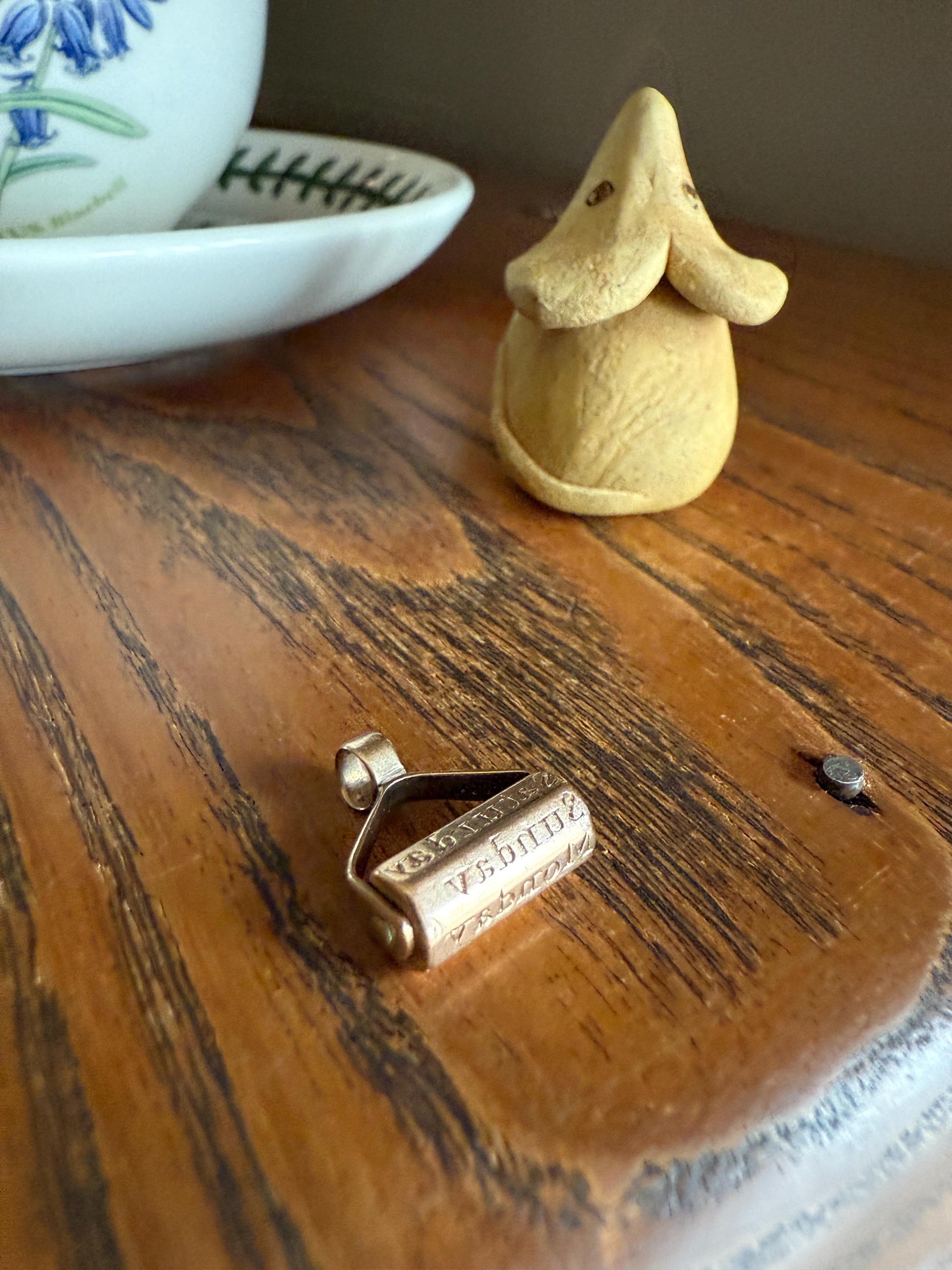 SPINNER Days of the Week Fob 10k Gold Engraved Reverse Intaglio Mini Wax Seal Pendant Antique Victorian