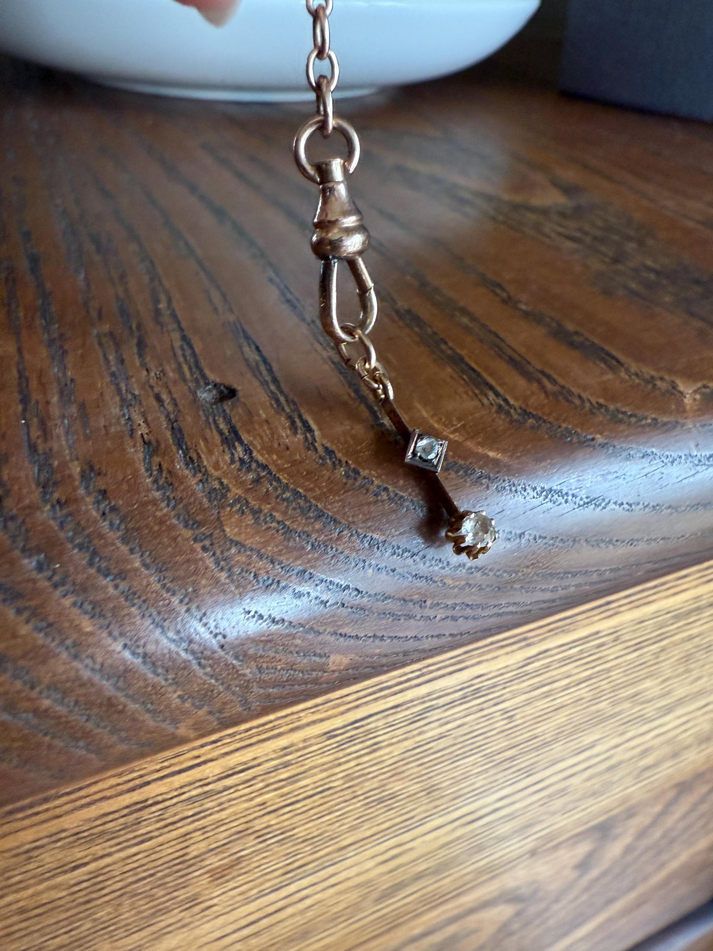 VICTORIAN Antique Old Mine Cut DIAMOND Rose Cut Dangle PENDANT Linear Charm 18k Gold 10k Loop French Belle Epoque Buttercup Minimalist Gift