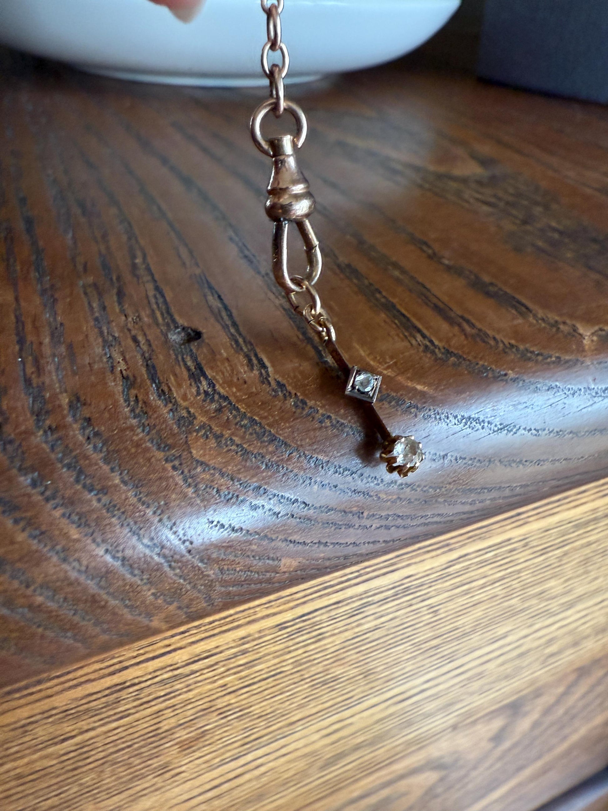 VICTORIAN Antique Old Mine Cut DIAMOND Rose Cut Dangle PENDANT Linear Charm 18k Gold 10k Loop French Belle Epoque Buttercup Minimalist Gift
