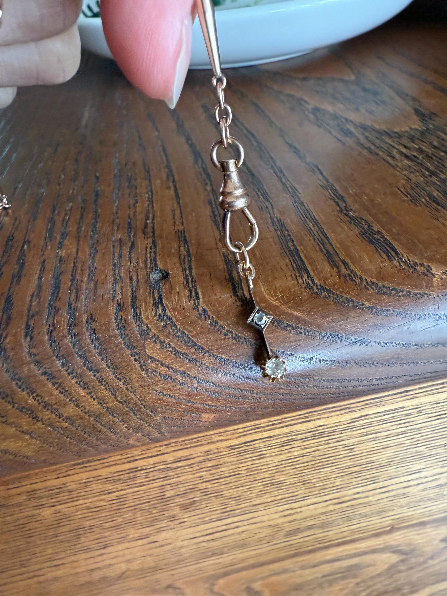 VICTORIAN Antique Old Mine Cut DIAMOND Rose Cut Dangle PENDANT Linear Charm 18k Gold 10k Loop French Belle Epoque Buttercup Minimalist Gift
