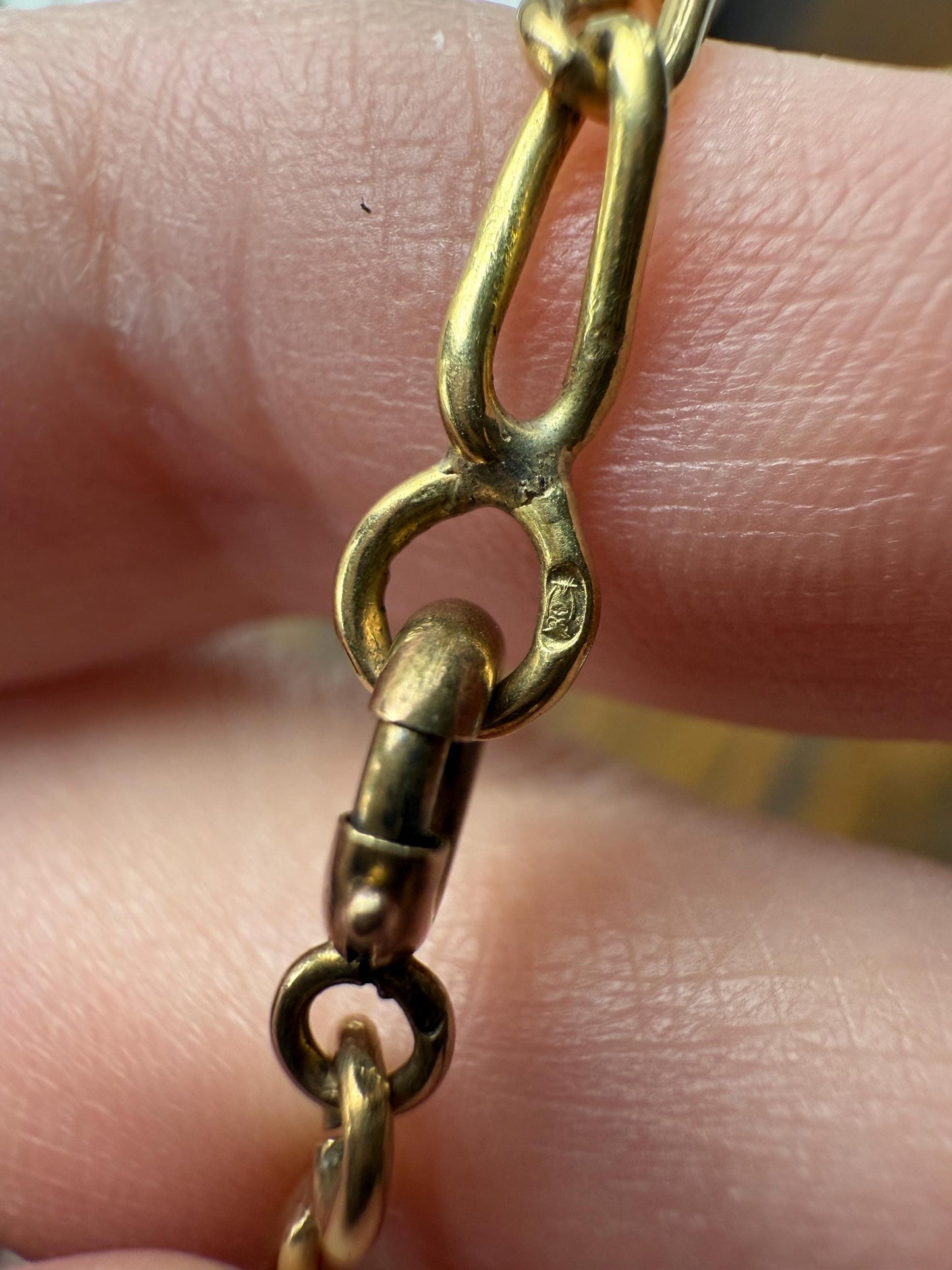 DATED 1902 December 21 Octagon Panel Engraved Initial Curb Chain Bracelet French Antique 18k Gold Solid Monogram E J D H P Letters