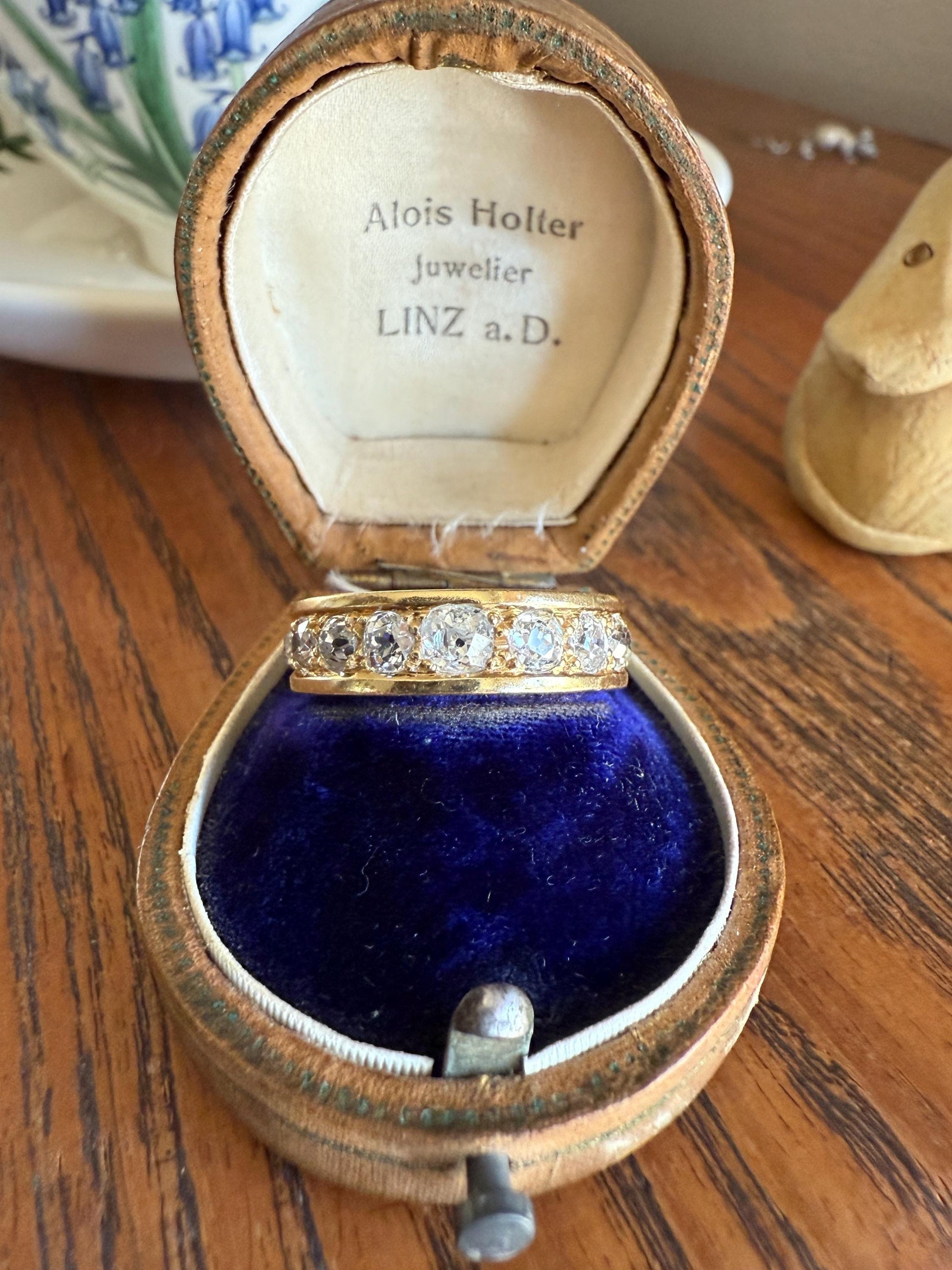 French Vintage 2 Carats Nine Stone Band Chunky Half Hoop Ring Antique Old Mine Cut DIAMOND 8.9g 18k Gold Solid Stacker Heavy Cigar 2Ctw OMC