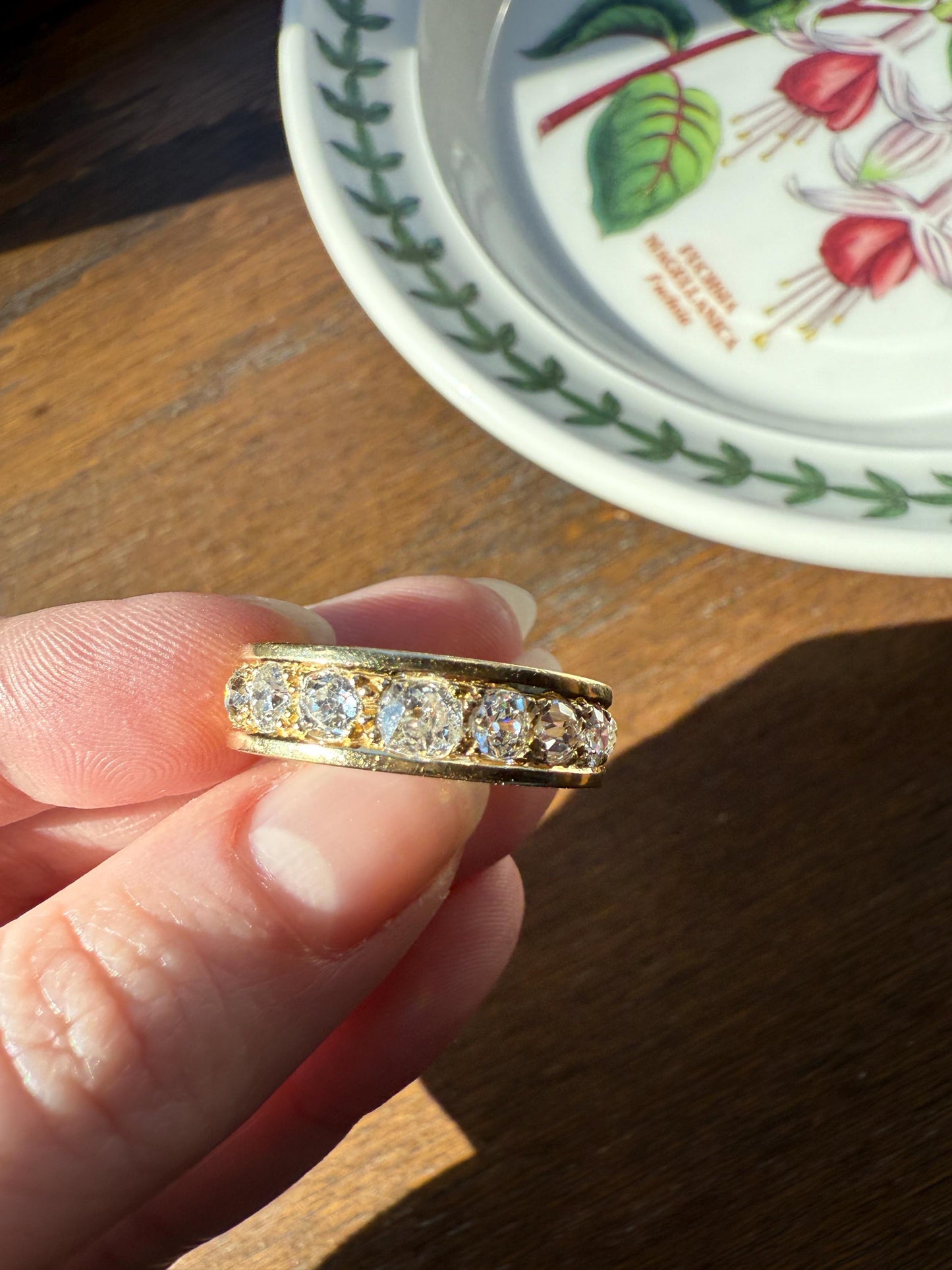 French Vintage 2 Carats Nine Stone Band Chunky Half Hoop Ring Antique Old Mine Cut DIAMOND 8.9g 18k Gold Solid Stacker Heavy Cigar 2Ctw OMC