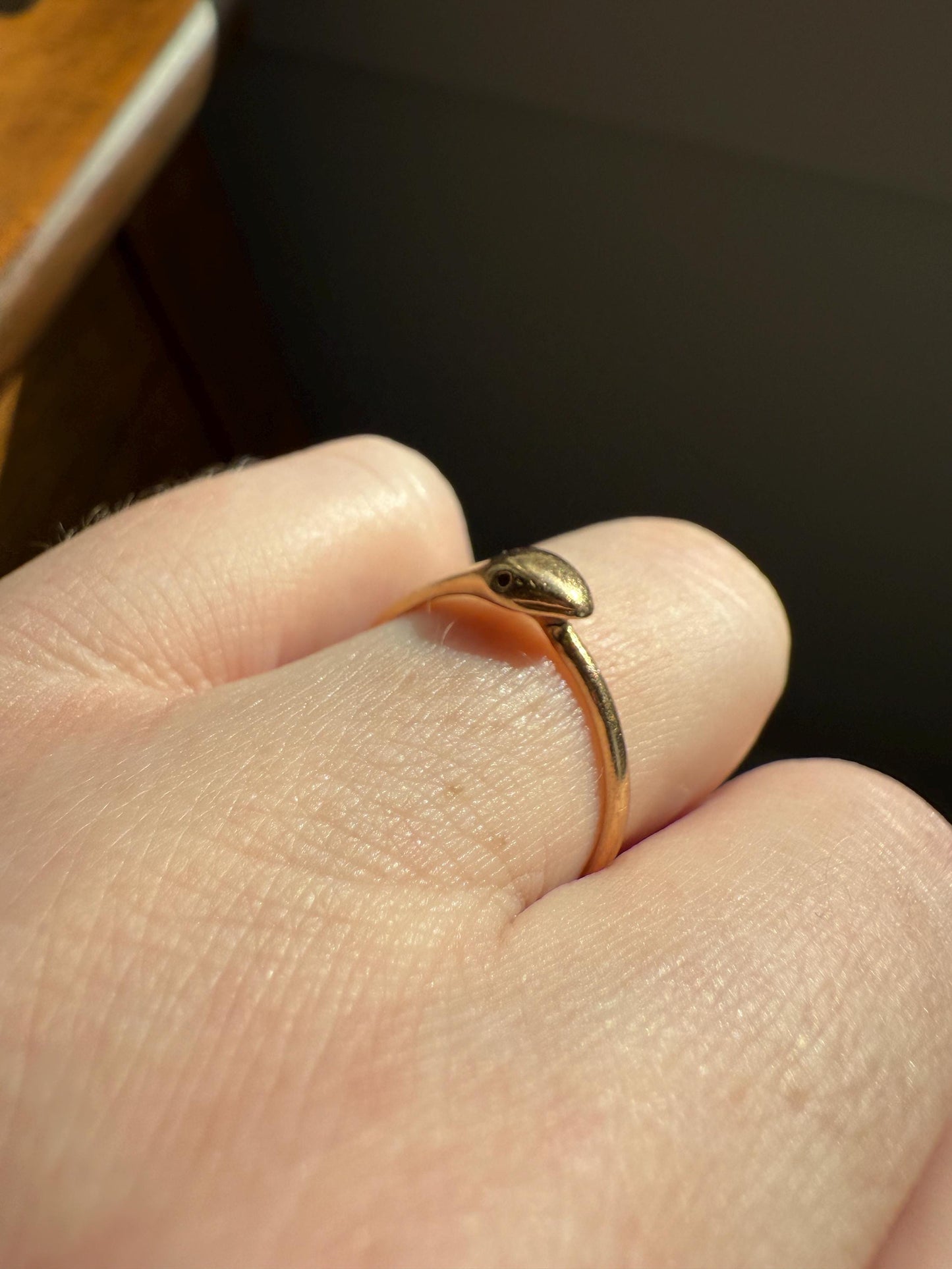 Ouroboros SNAKE Antique 18k Gold French Figural Ring Stackable Animal Band