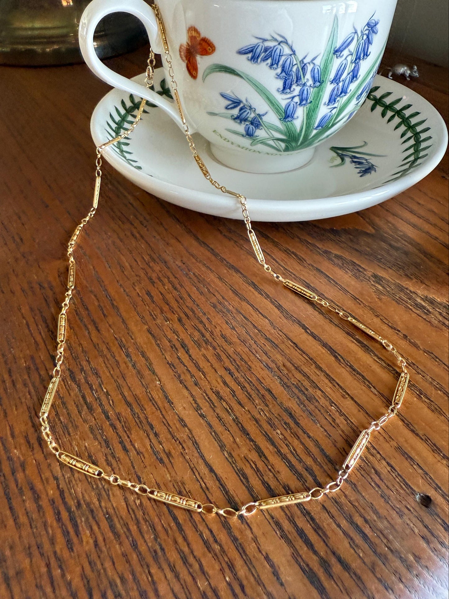 Victorian French Bar Twist Link Antique 6.9g 18k Gold Necklace Staple Chain 19.25" Collar Multi Wrap Bracelet