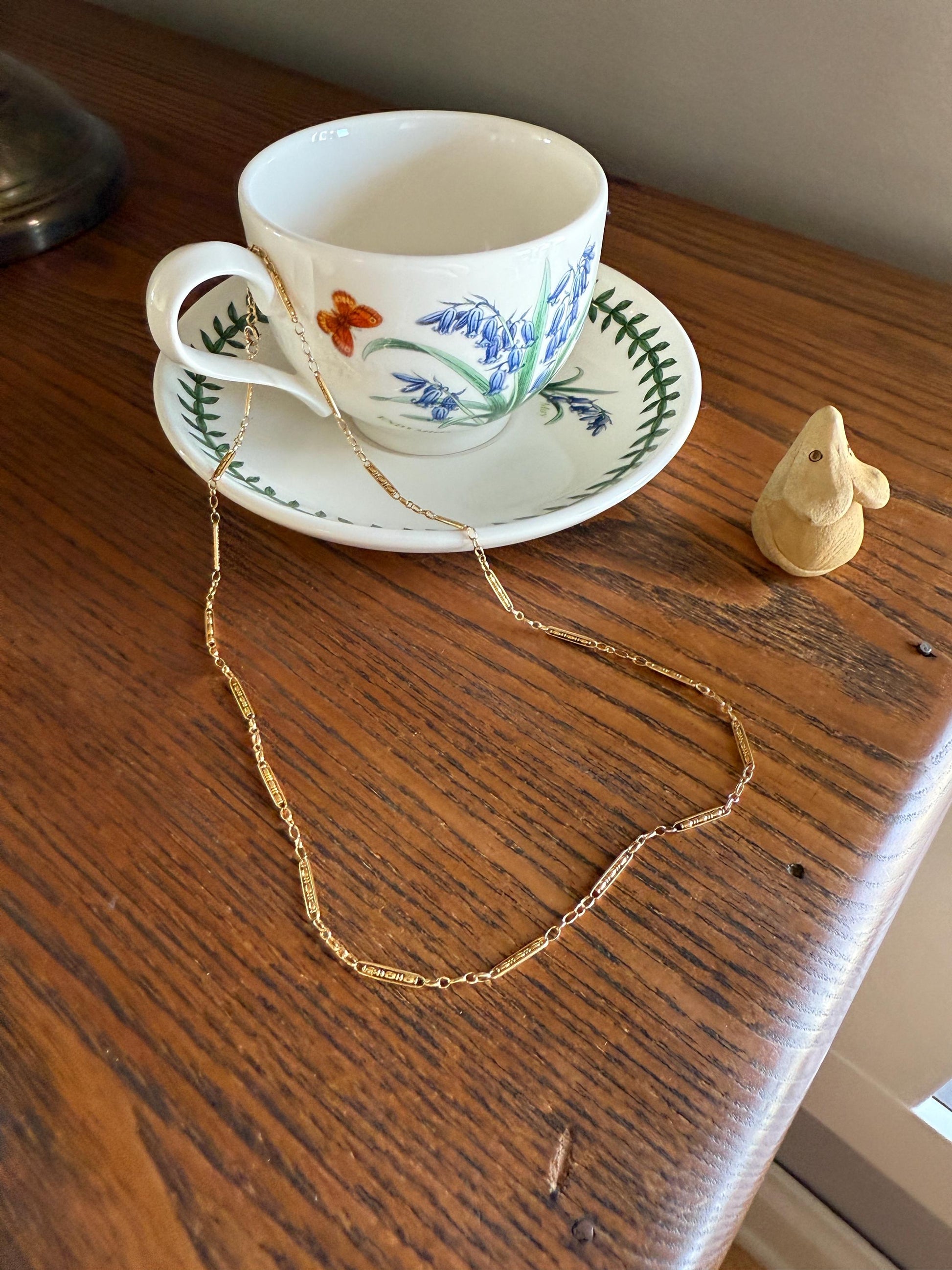Victorian French Bar Twist Link Antique 6.9g 18k Gold Necklace Staple Chain 19.25" Collar Multi Wrap Bracelet