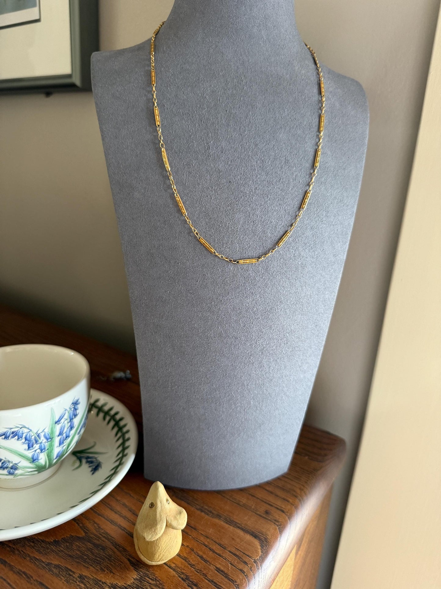 Victorian French Bar Twist Link Antique 6.9g 18k Gold Necklace Staple Chain 19.25" Collar Multi Wrap Bracelet