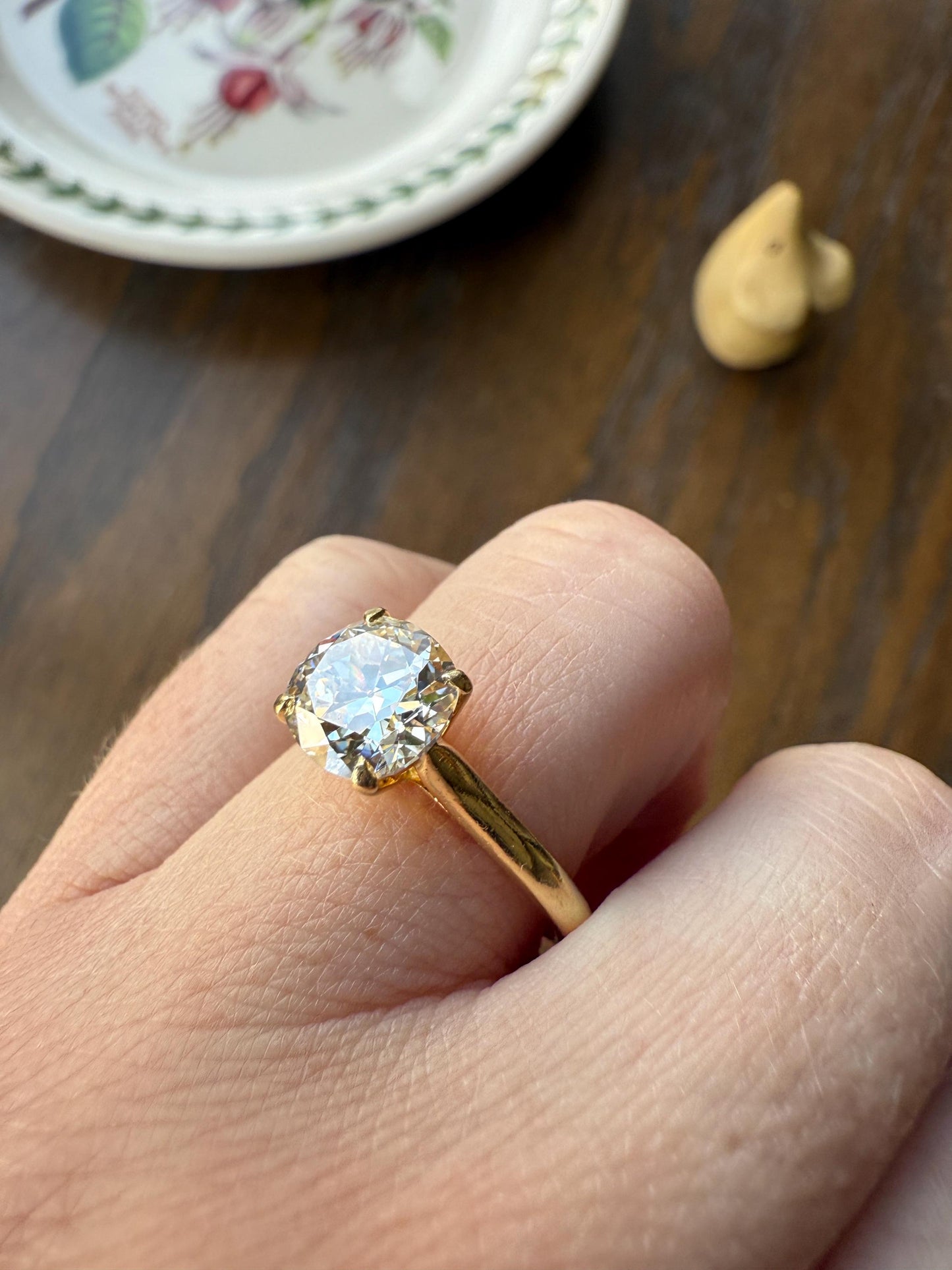 Antique 1.82 CARAT Natural Old European Mine Cushion Cut Hybrid DIAMOND Solitaire Engagement Ring 18k Gold Solid Yellow Prong w/ Cert Ooak