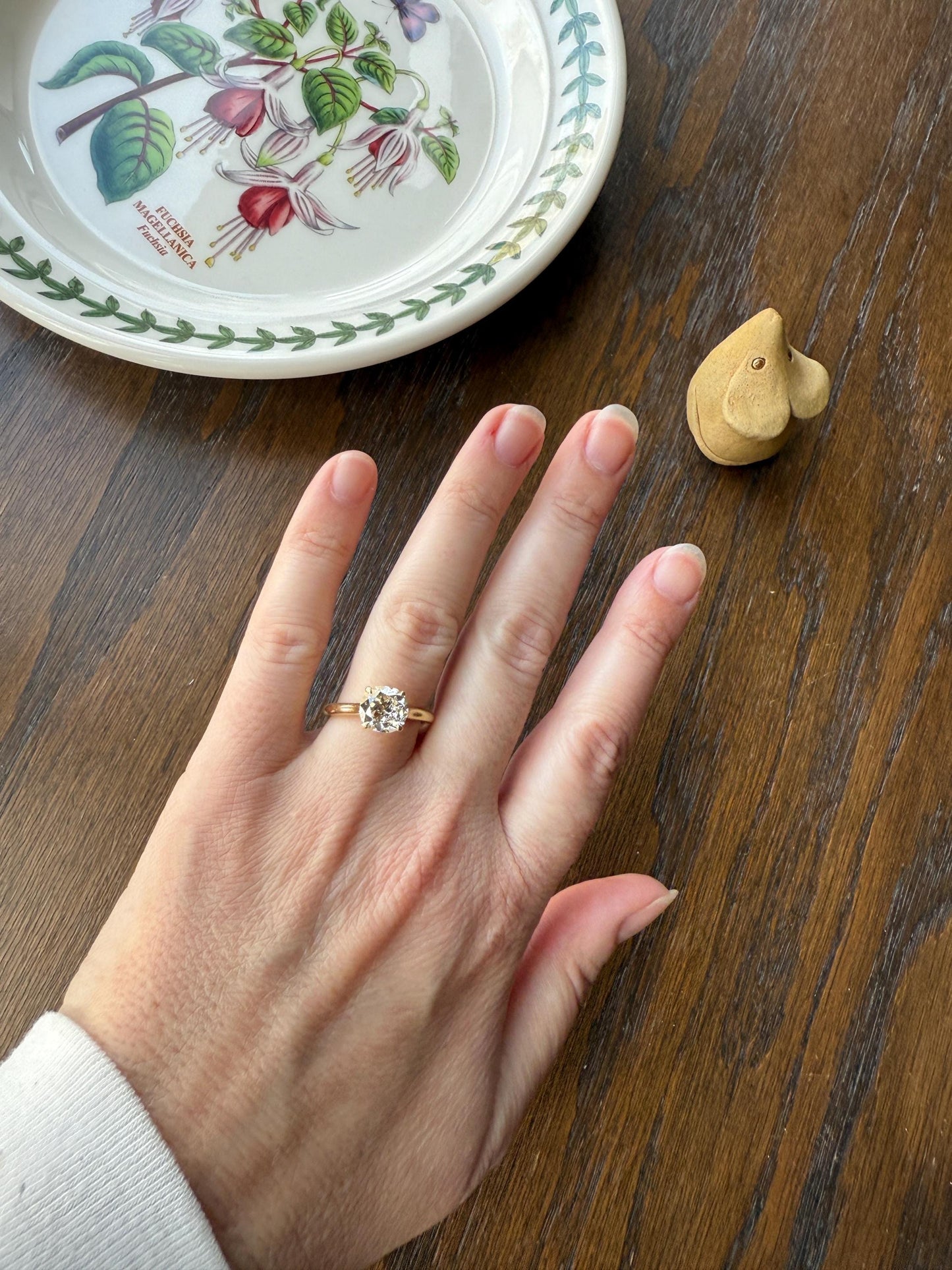 Antique 1.82 CARAT Natural Old European Mine Cushion Cut Hybrid DIAMOND Solitaire Engagement Ring 18k Gold Solid Yellow Prong w/ Cert Ooak