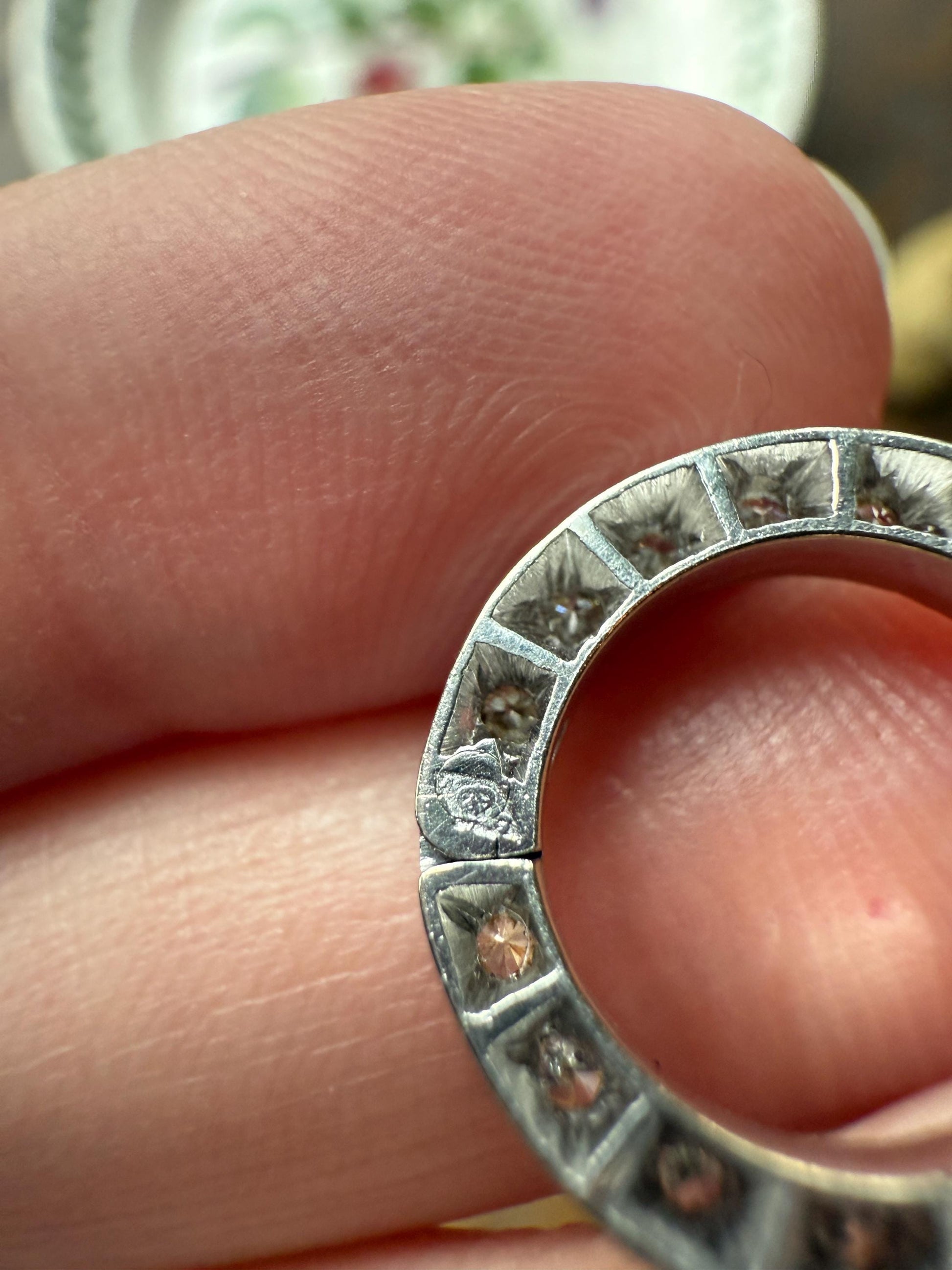 OPENING Art Deco 13 Diamond Encrusted Hinged Bale Circle Pendant Charm Holder Useful Original Parts Findings Vintage Connector