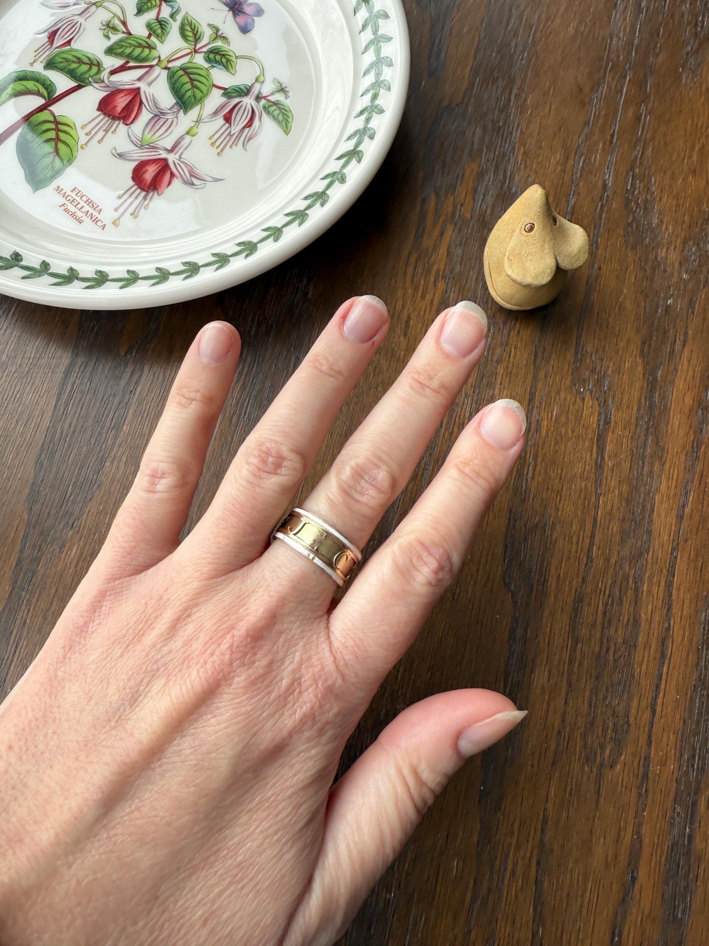 Georgian Era Dated 1789 Cigar Band Mourning Ring White Enamel 14k Gold Engraved "Died at Semlin" Military Significance