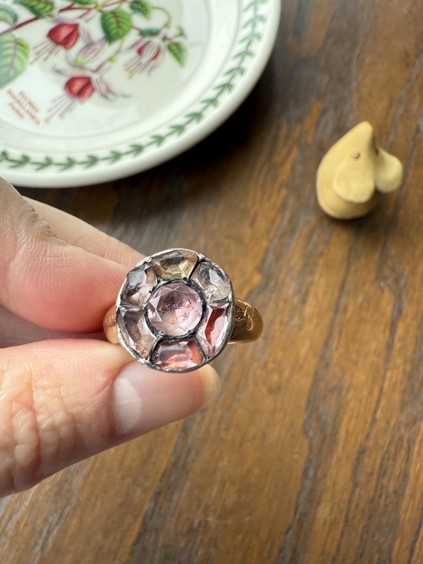 Antique Dated 1820 French Restoration Loyalty Ring Pink Topaz Quartz Engraved Charles Ferdinand Duke Historical Significance Militaria
