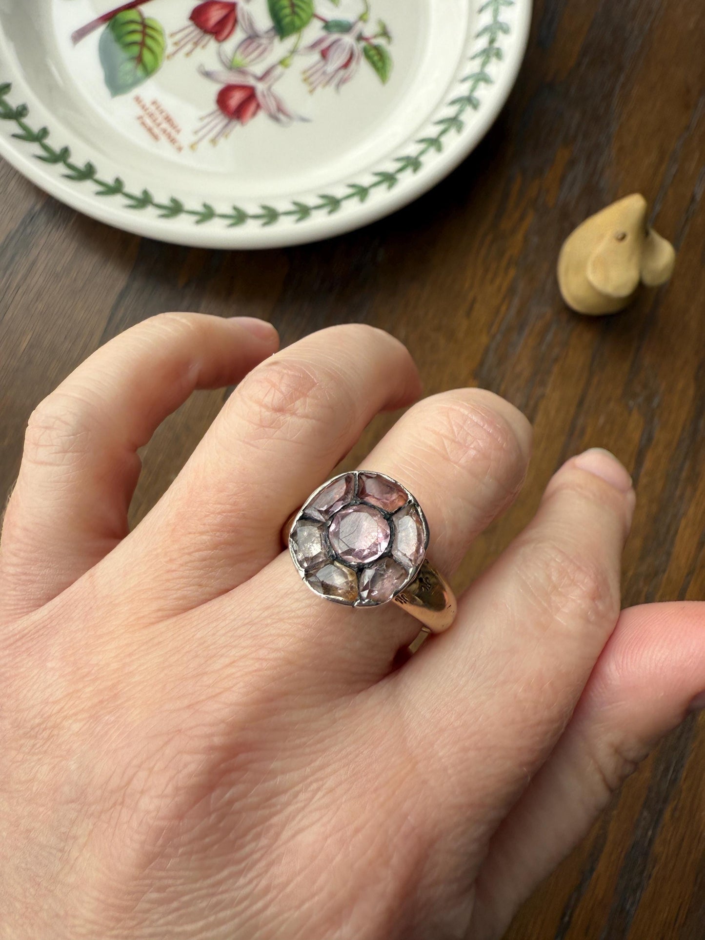 Antique Dated 1820 French Restoration Loyalty Ring Pink Topaz Quartz Engraved Charles Ferdinand Duke Historical Significance Militaria