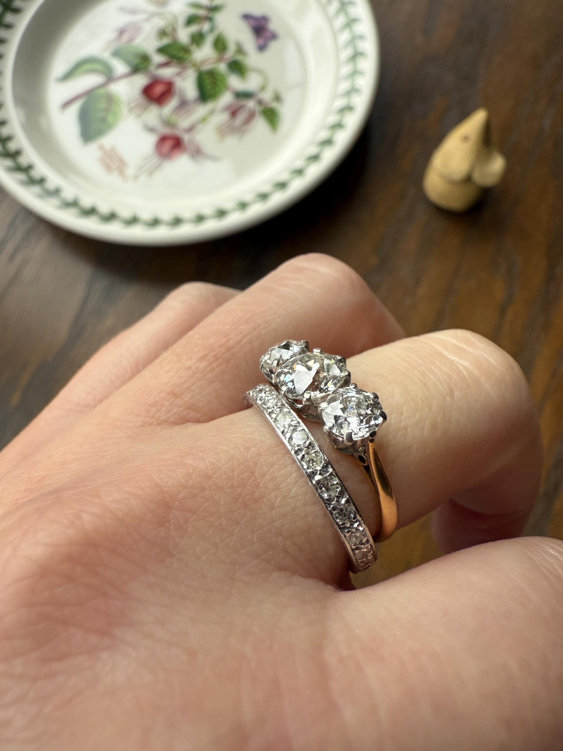 Antique Edwardian Art Deco .8 Carat 26 Old Mine Single Cut DIAMOND Platinum FULL ETERNITY Band Ring Wedding .8Ctw Tdw OmC Stacker
