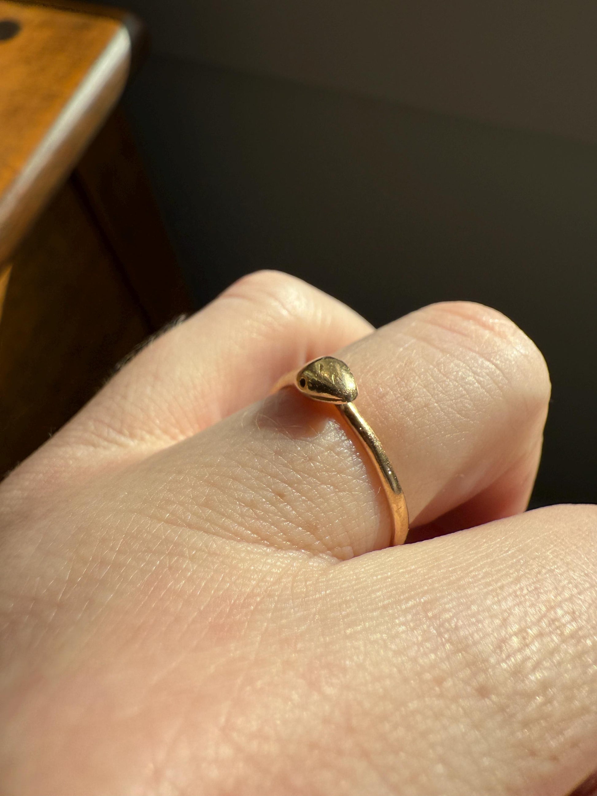 Ouroboros SNAKE Antique 18k Gold French Figural Ring Stackable Animal Band
