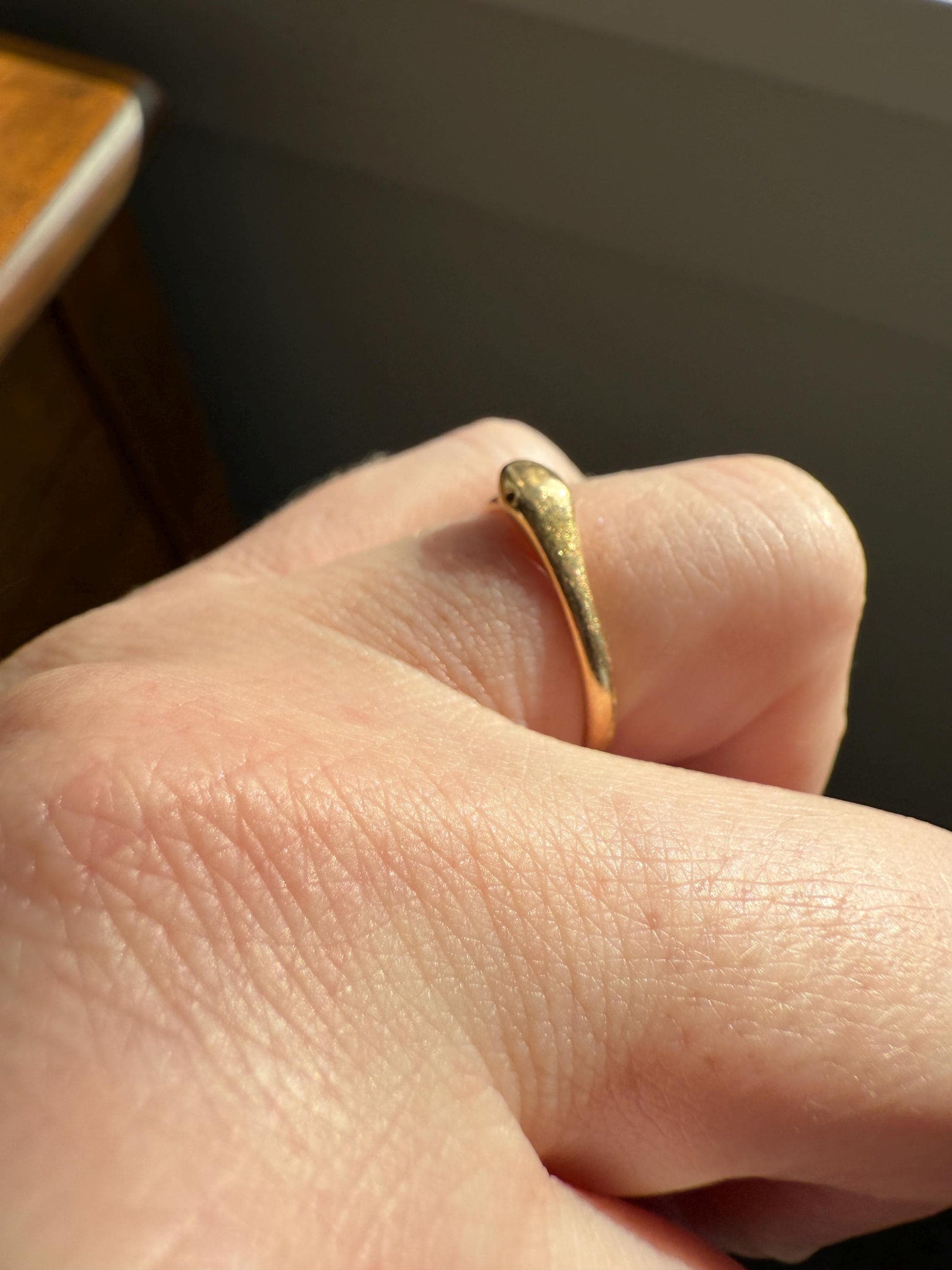 Ouroboros SNAKE Antique 18k Gold French Figural Ring Stackable Animal Band