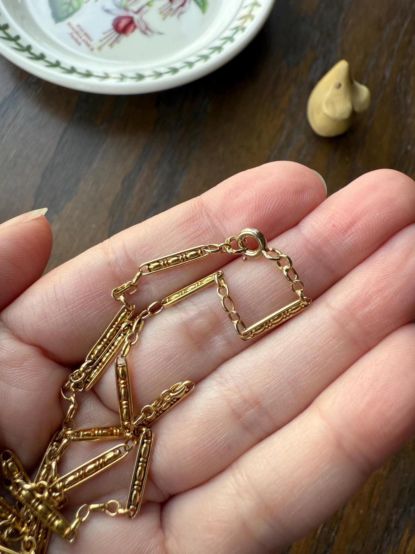 Victorian French Bar Twist Link Antique 6.9g 18k Gold Necklace Staple Chain 19.25" Collar Multi Wrap Bracelet