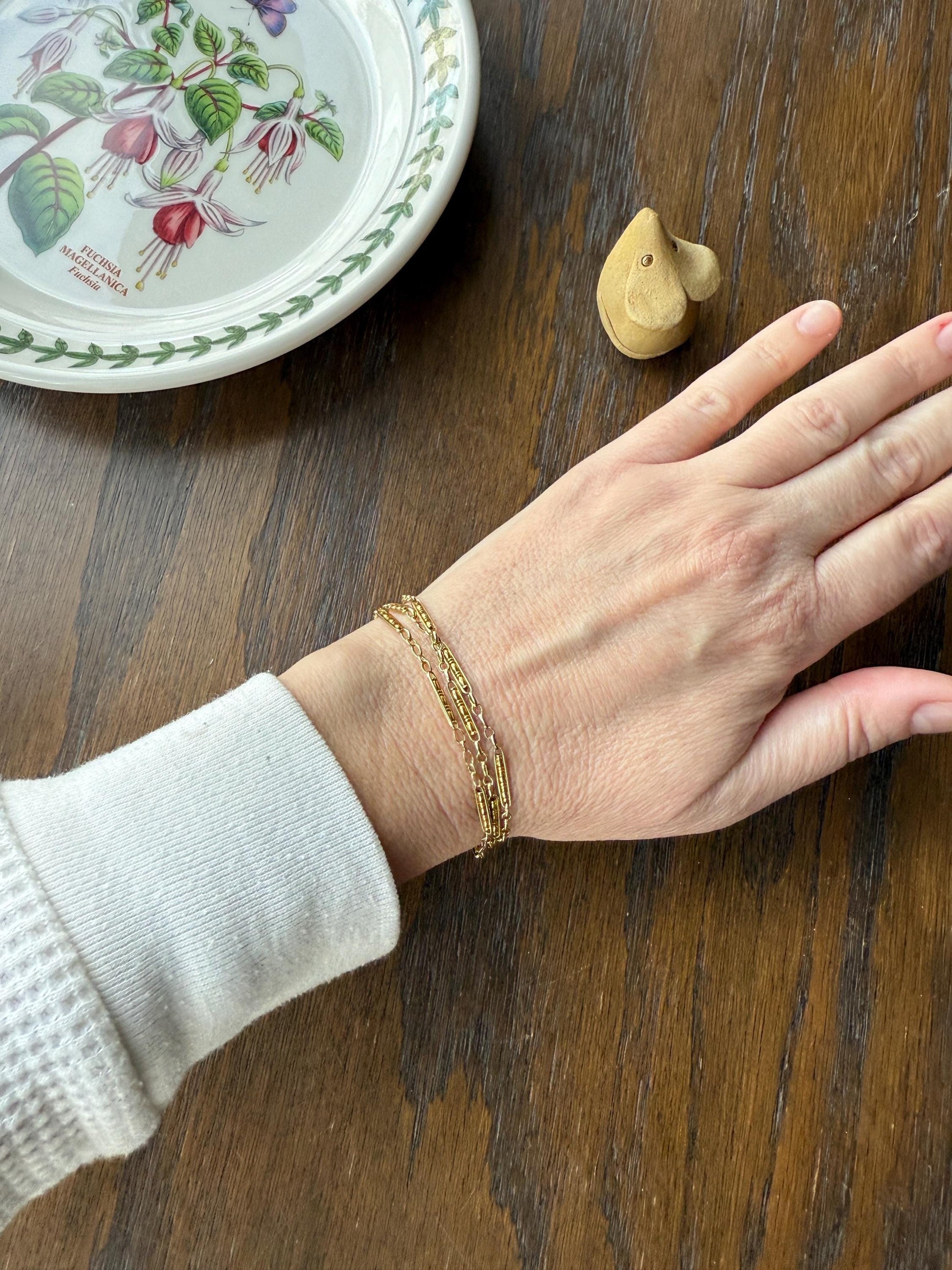 Victorian French Bar Twist Link Antique 6.9g 18k Gold Necklace Staple Chain 19.25" Collar Multi Wrap Bracelet