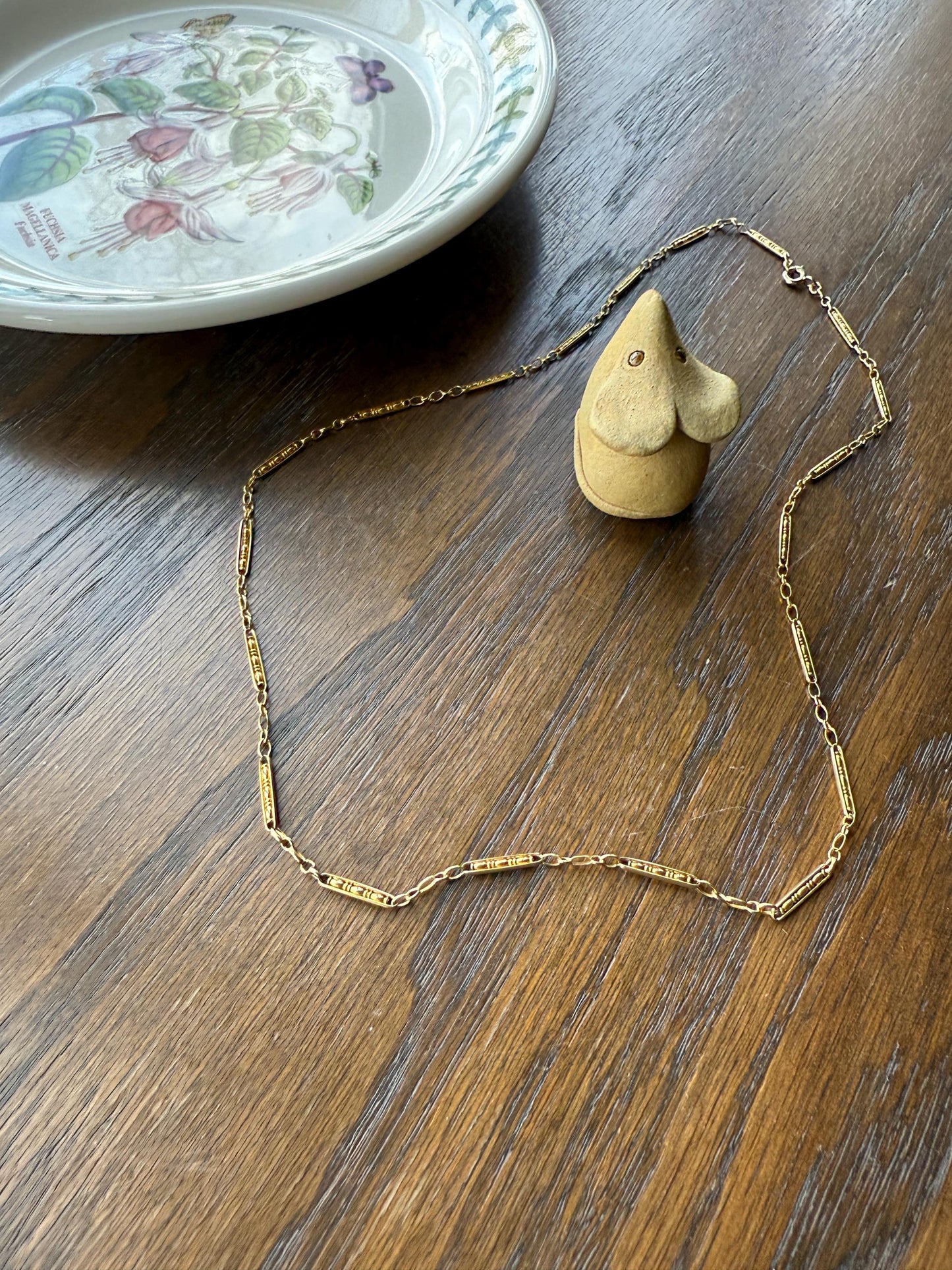 Victorian French Bar Twist Link Antique 6.9g 18k Gold Necklace Staple Chain 19.25" Collar Multi Wrap Bracelet