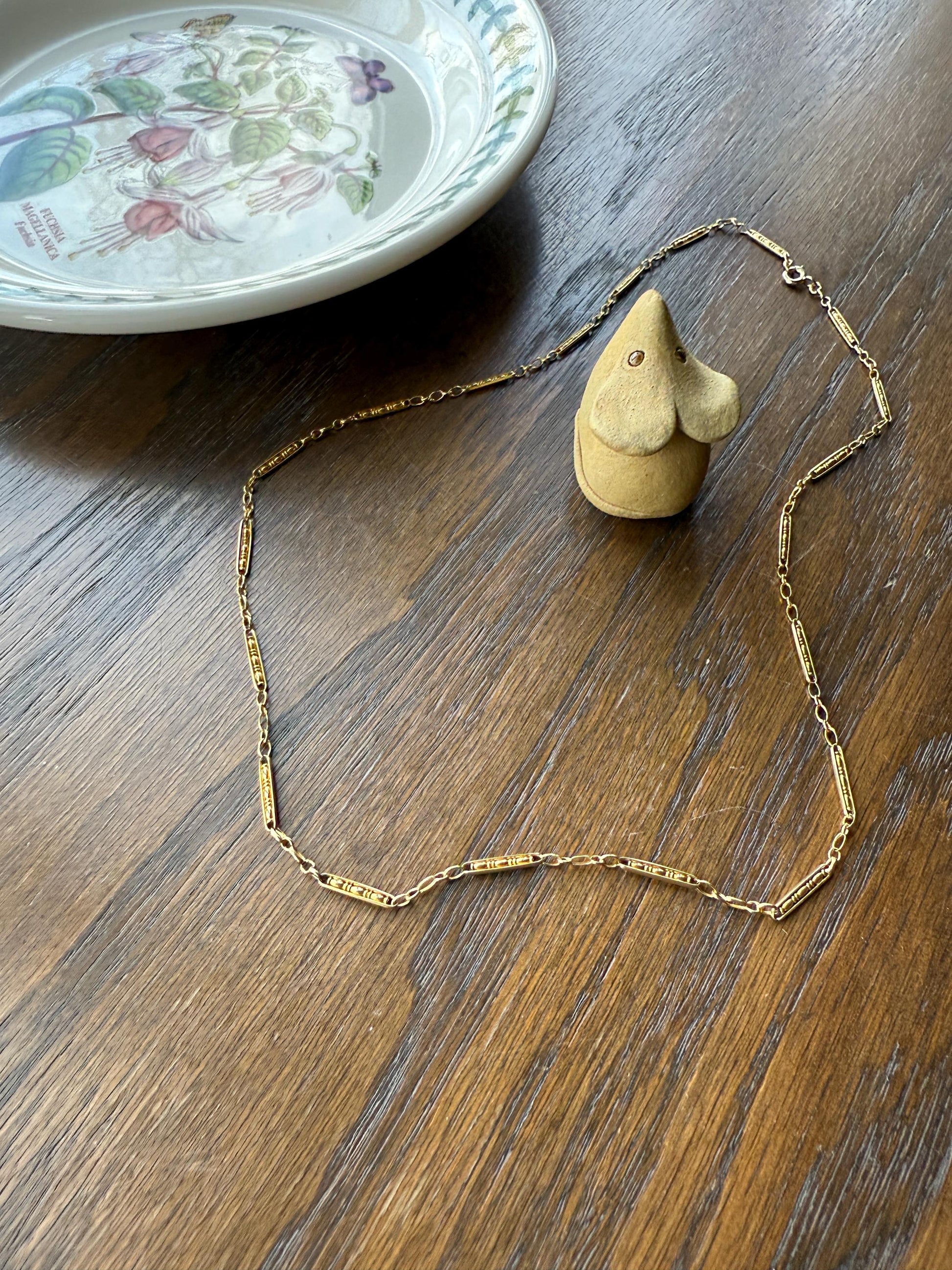Victorian French Bar Twist Link Antique 6.9g 18k Gold Necklace Staple Chain 19.25" Collar Multi Wrap Bracelet