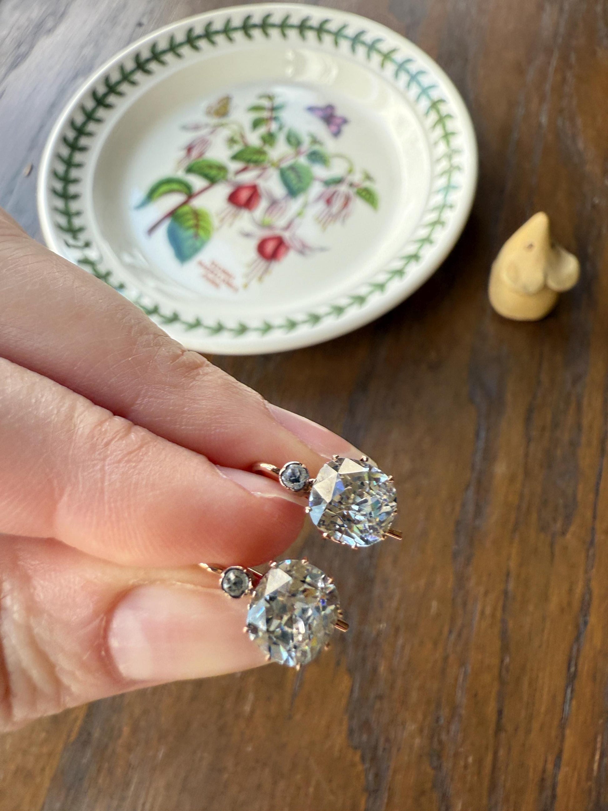 Victorian Large 4.5 Carats Total Antique Dangle Earrings Super Chunky Foiled Paste 18k Gold 4.5ctw Original Hand Made Mounts