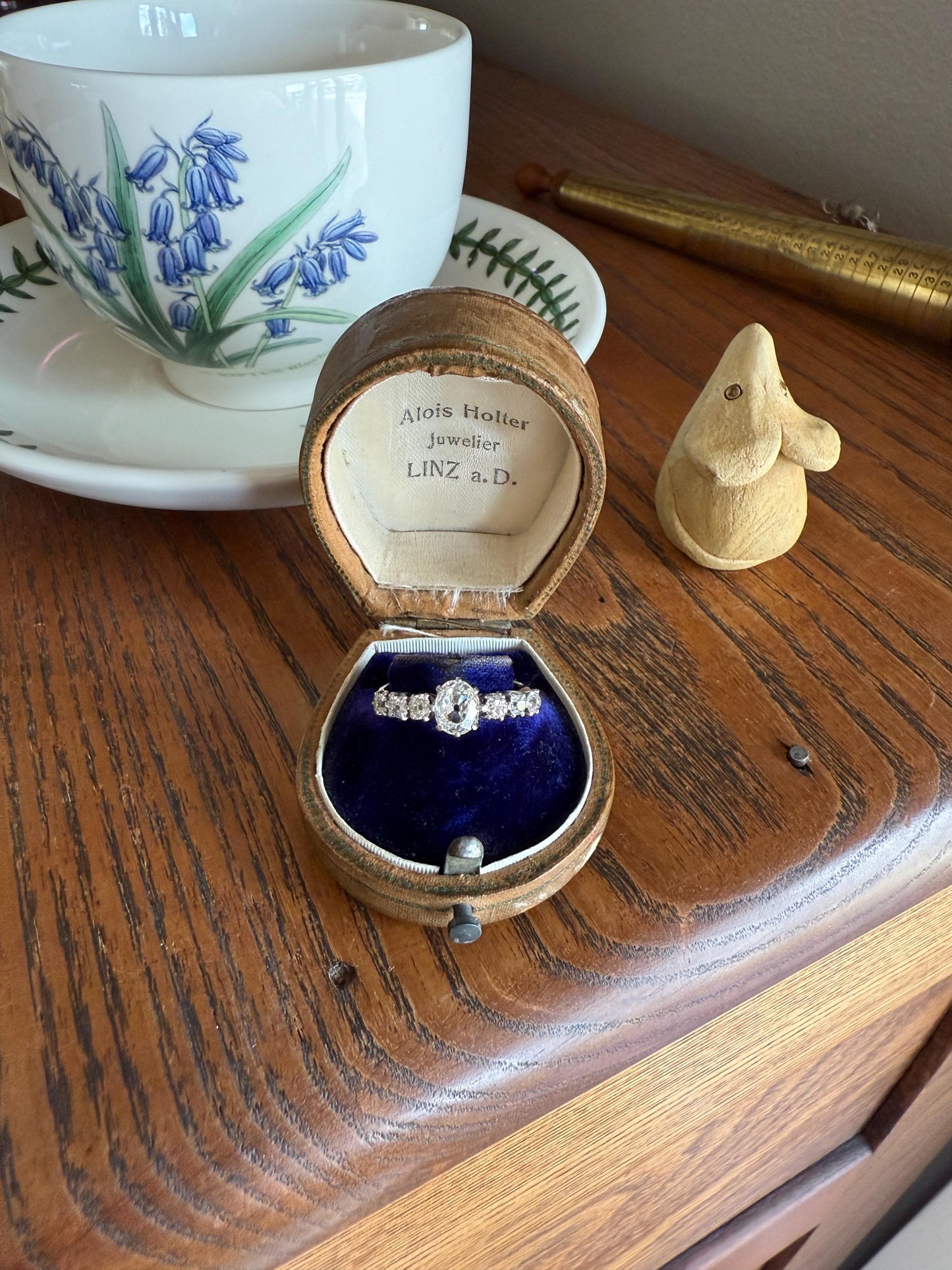 Antique Edwardian Art Deco 1.3 Carat Seven Stone Old Mine Cut Diamond Band Eye Clean Oval Center 18k Gold Platinum Prongs Tall Stacker