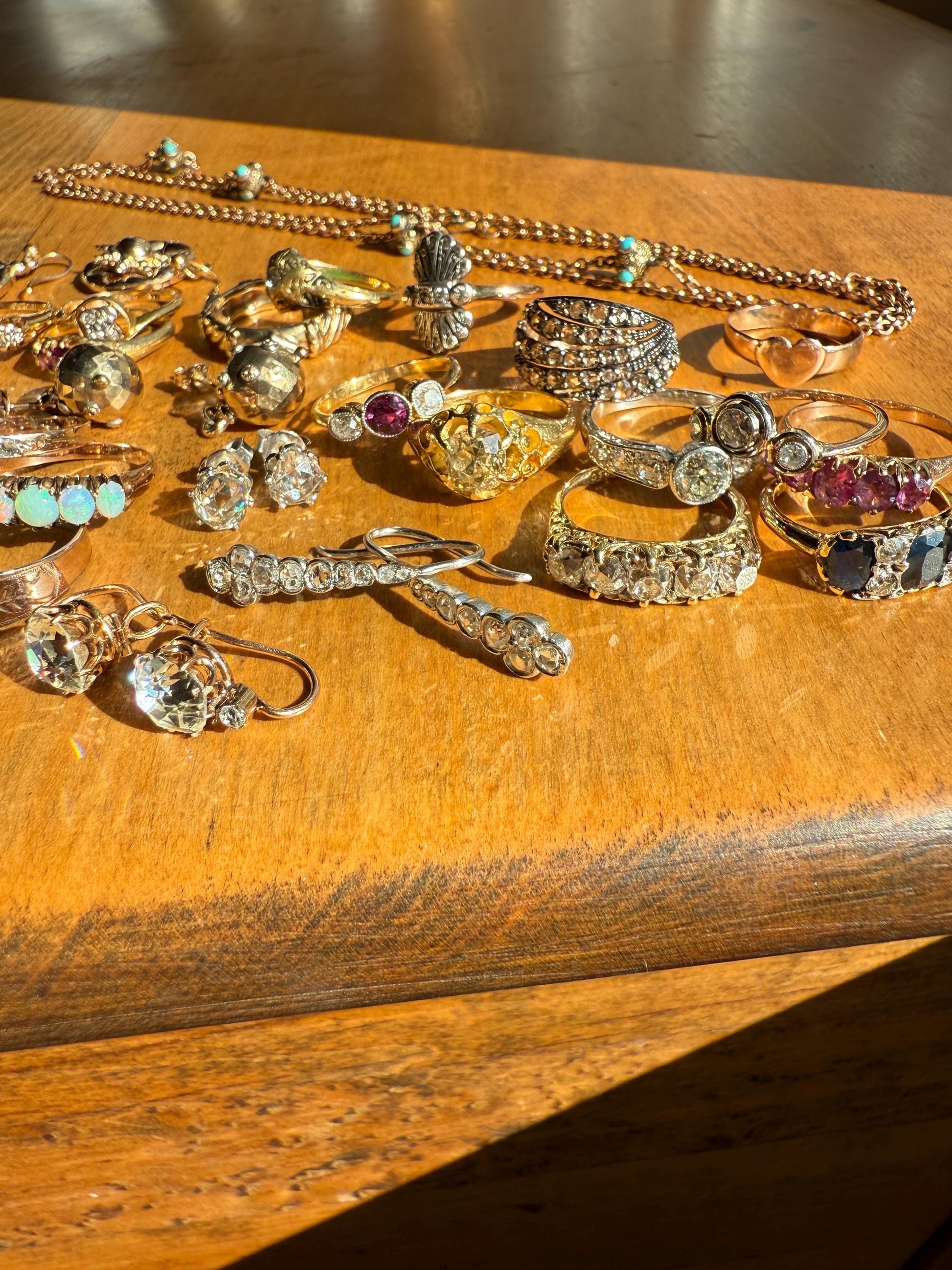 Beautiful Antique Platinum Linear Rose Cut Diamond Earrings Fixed Ear Wires Dangle Drop Clusters