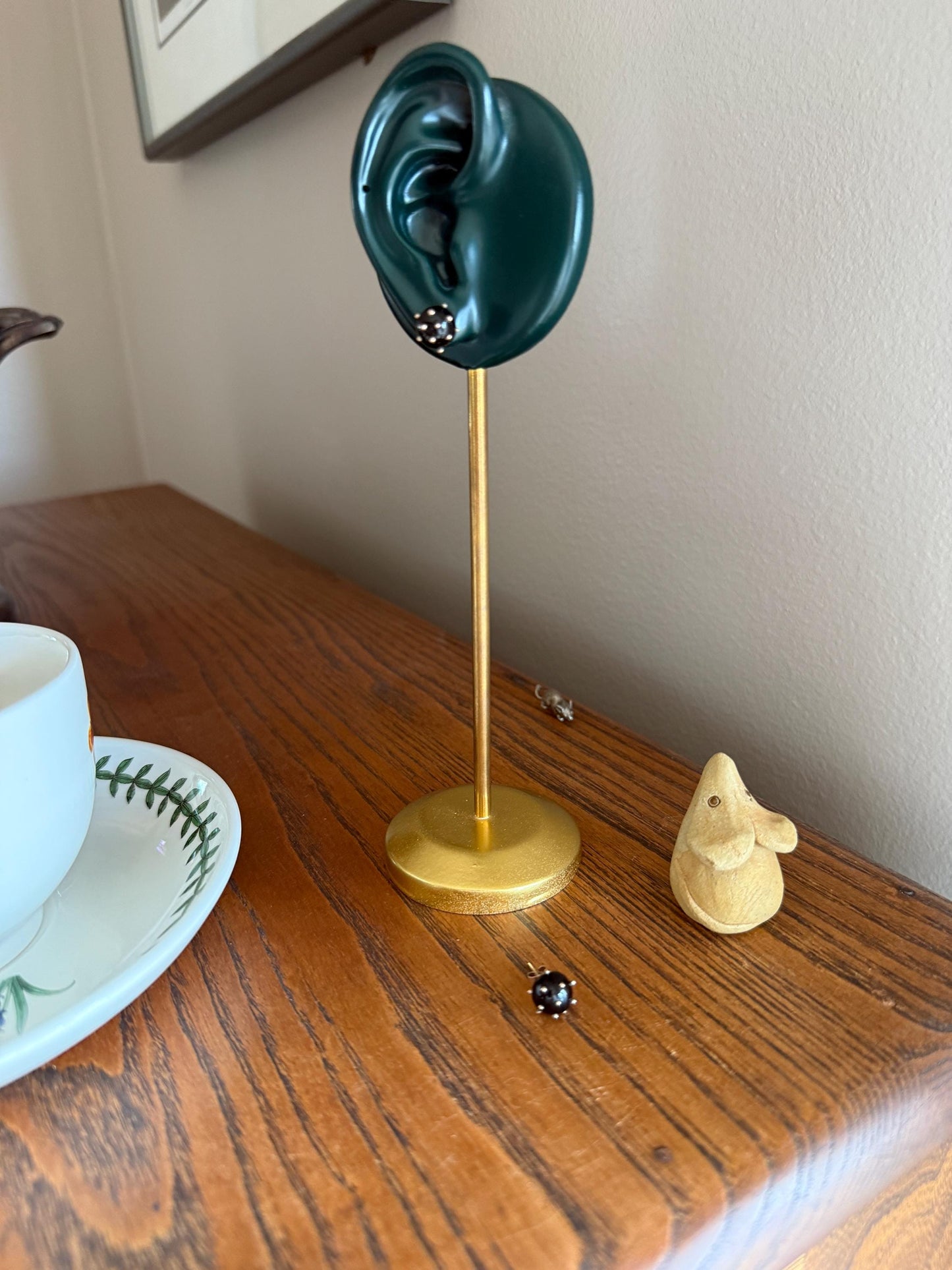 Sphere Circular 3D Victorian Black Spiked Stud Earrings with Ball Rivets " Sputnik " Style but Antique 10k Gold Studs Jet?