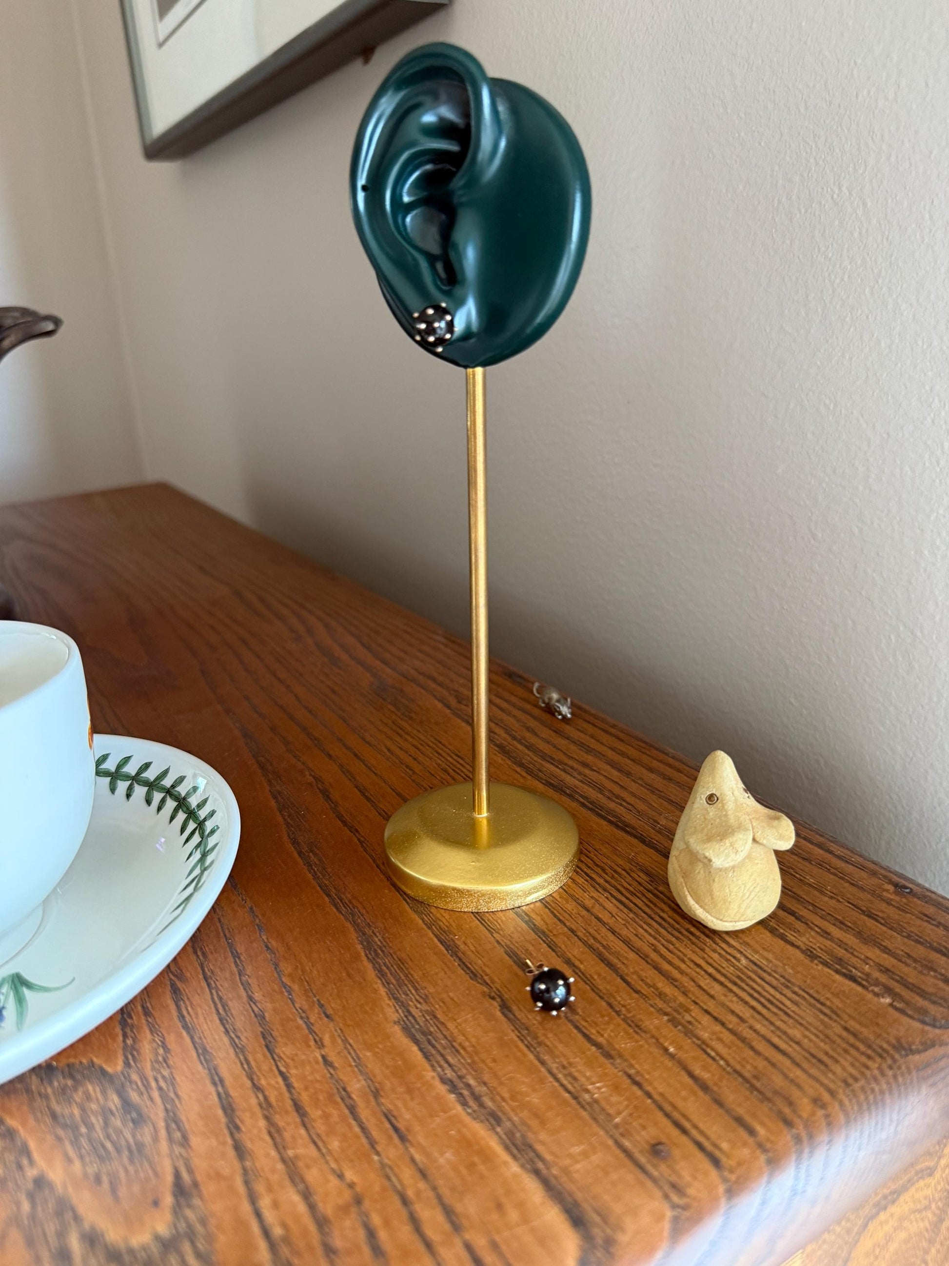 Sphere Circular 3D Victorian Black Spiked Stud Earrings with Ball Rivets " Sputnik " Style but Antique 10k Gold Studs Jet?