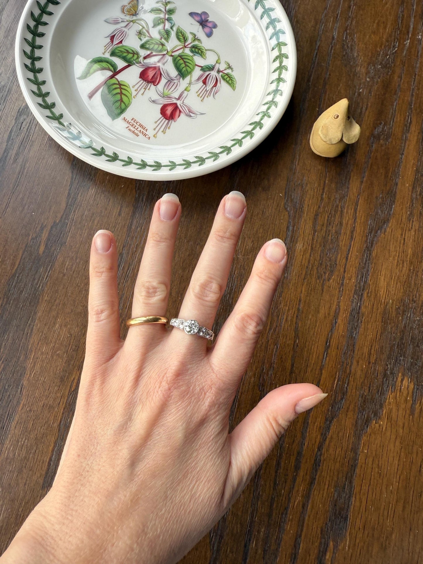 Art Deco Antique Bezel Set Eye Clean 1.85 Carat Tdw Old Mine Cut Diamond Seven Stone Solitaire w/ Accents 18k White Gold & Platinum