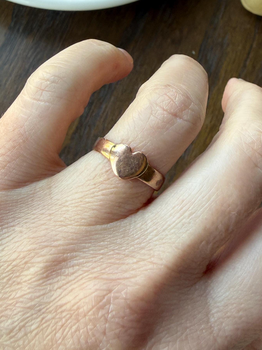 HEART Antique Victorian Rose Gold Stacker Band 10k Gold Ring Figural Stacker Minimalist