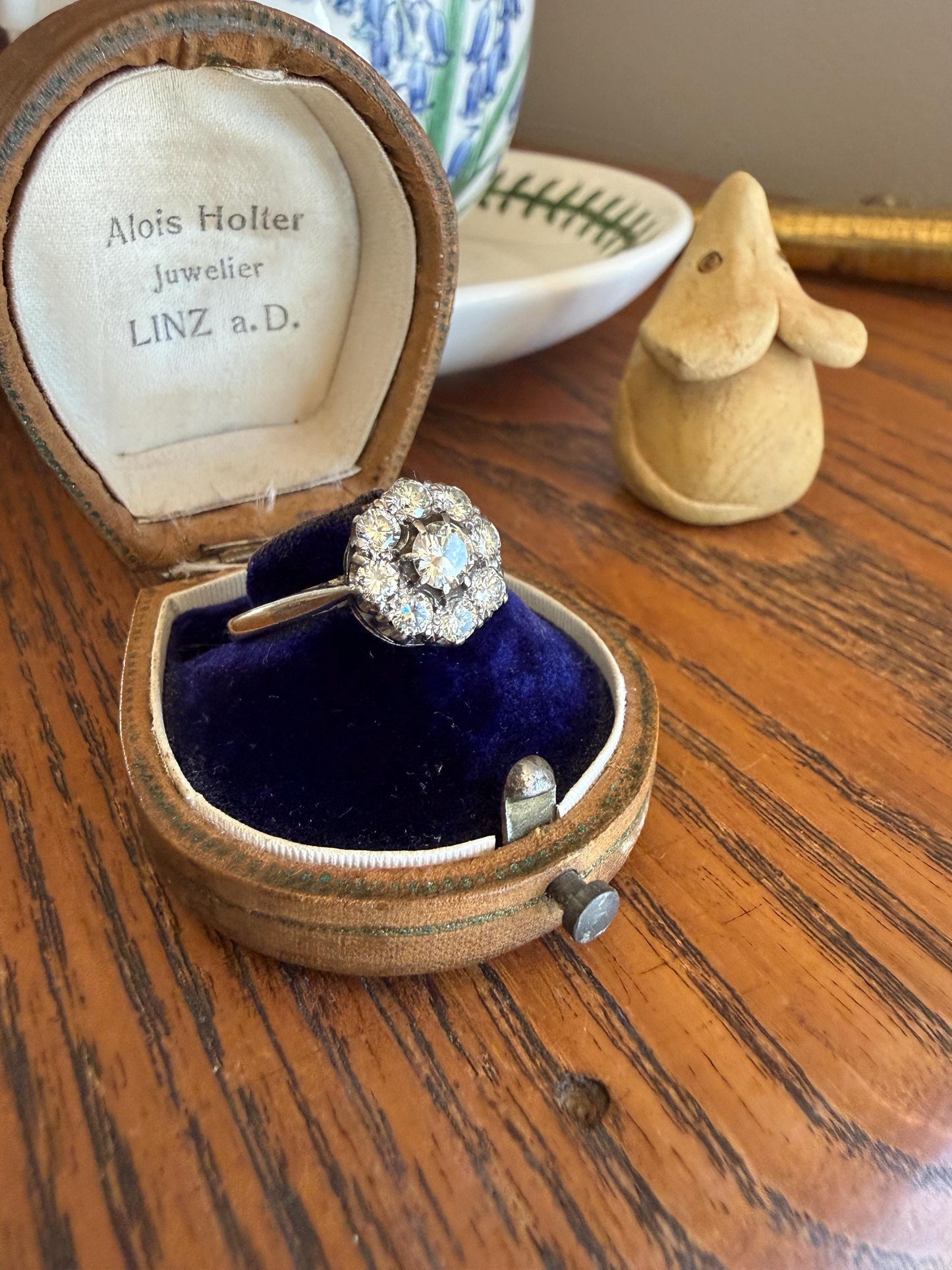 Vintage Older Brilliant Cut 1.45 Carat Tdw Natural DIAMOND Cluster Ring 18k Gold & Platinum Band Fiery Stacker Nine Stone 1.45ctw