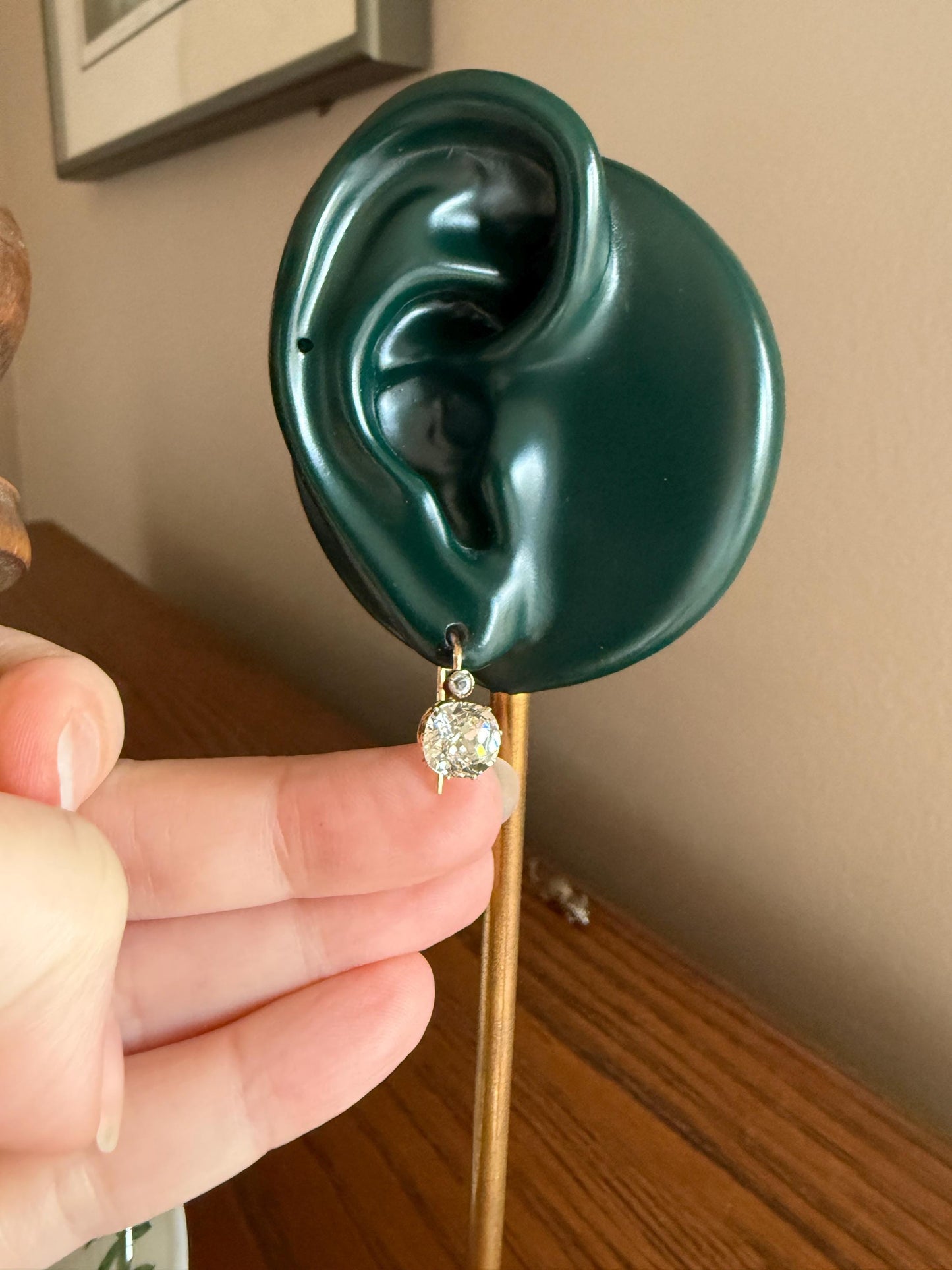 Victorian Large 4.5 Carats Total Antique Dangle Earrings Super Chunky Foiled Paste 18k Gold 4.5ctw Original Hand Made Mounts