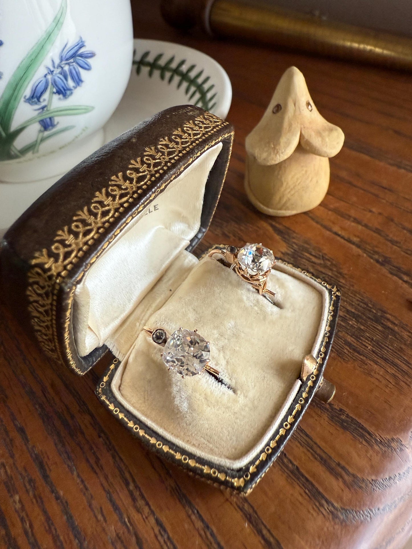 Victorian Large 4.5 Carats Total Antique Dangle Earrings Super Chunky Foiled Paste 18k Gold 4.5ctw Original Hand Made Mounts