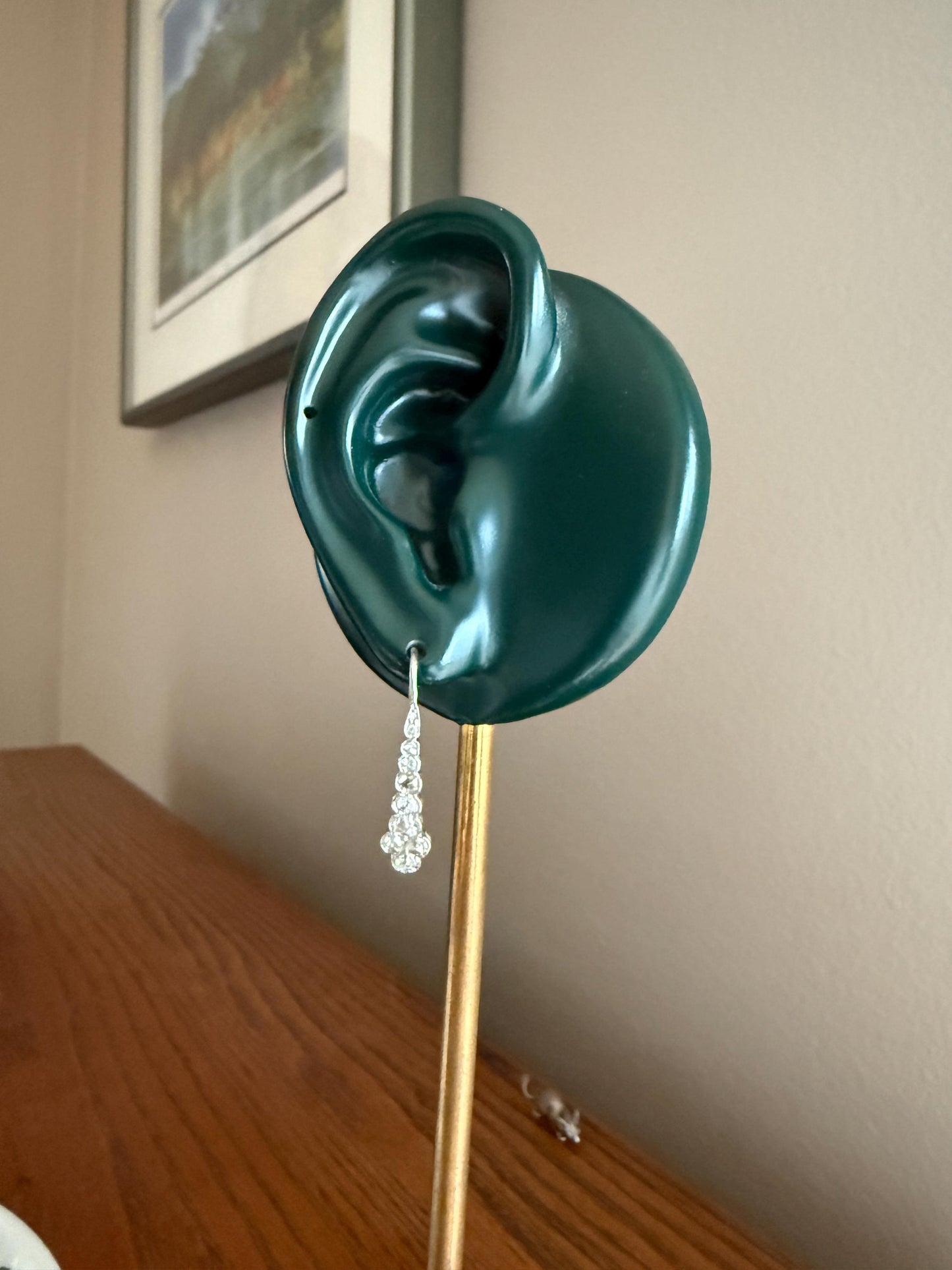 Beautiful Antique Platinum Linear Rose Cut Diamond Earrings Fixed Ear Wires Dangle Drop Clusters